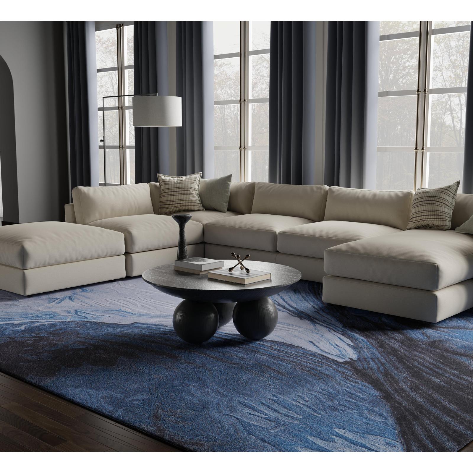 Feizy Kawai 8983F Modern Abstract Rug in Blue/Black/Gray