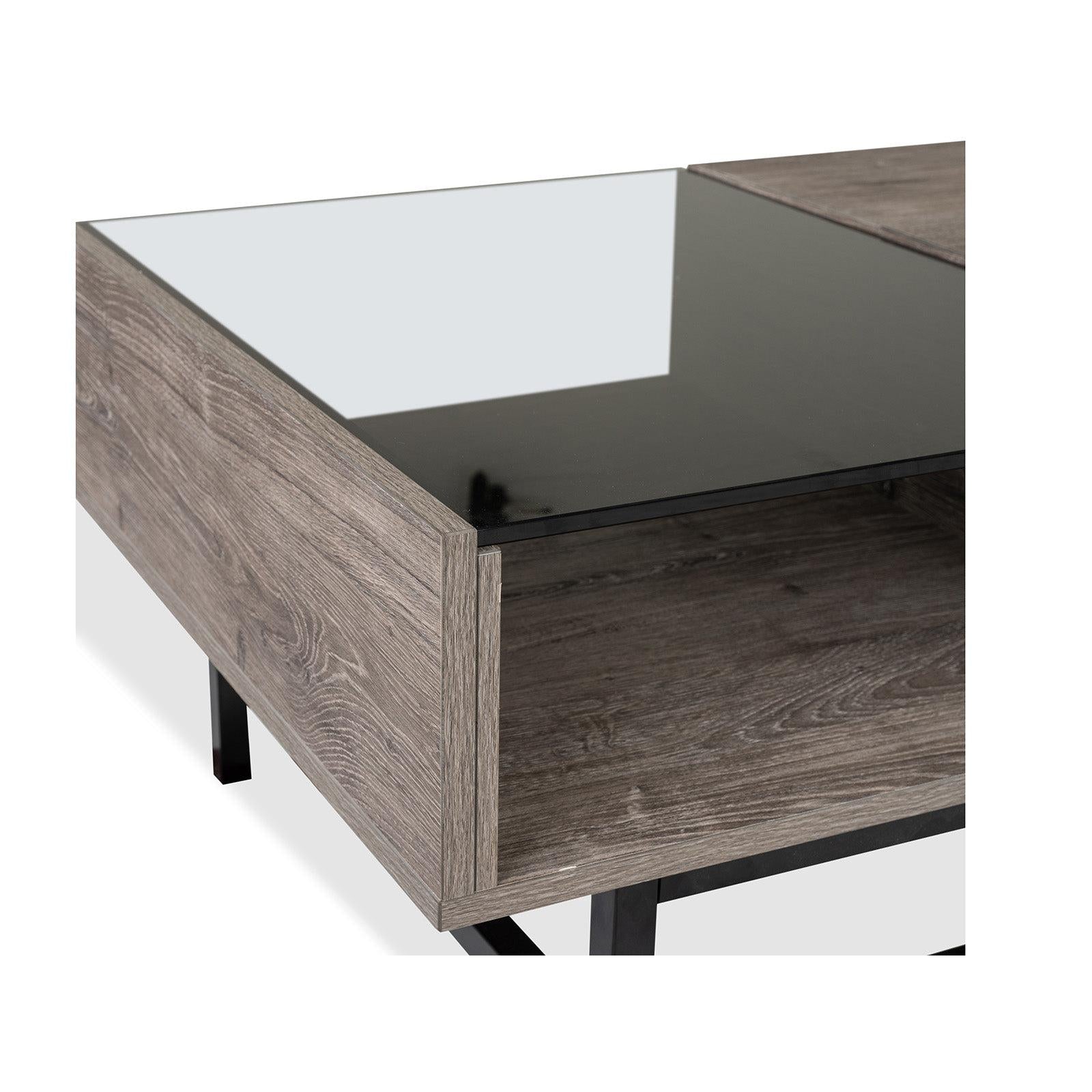 Magnussen Home Fenwick Whitetail Brown And Smoke Glass Rectangular Lift Top Cocktail Table