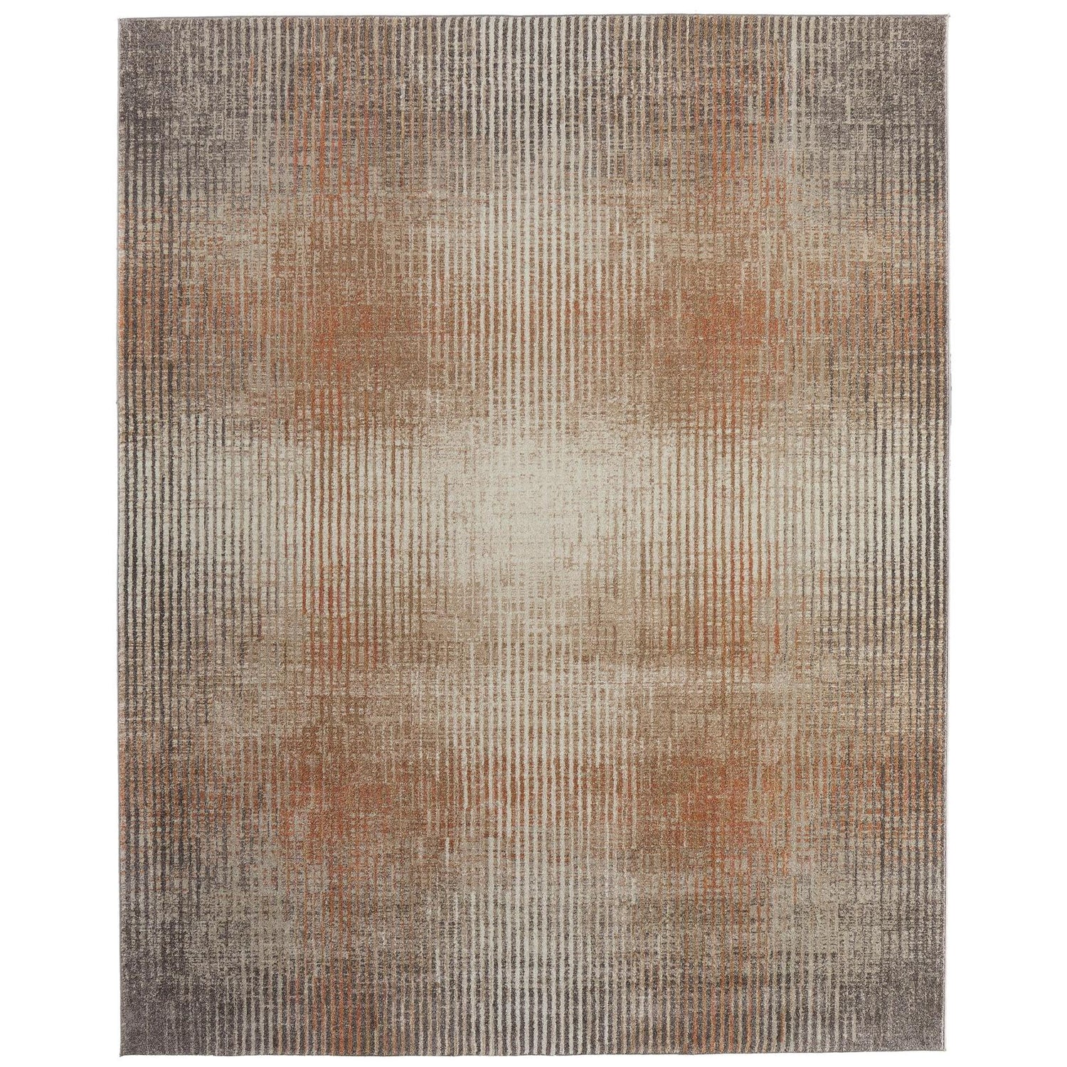 Feizy Eden 39QPF Modern Abstract Rug in Ivory/Taupe/Pink
