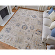 Feizy Pasha 39M9F Transitional Floral & Botanical in Taupe/Ivory/Blue