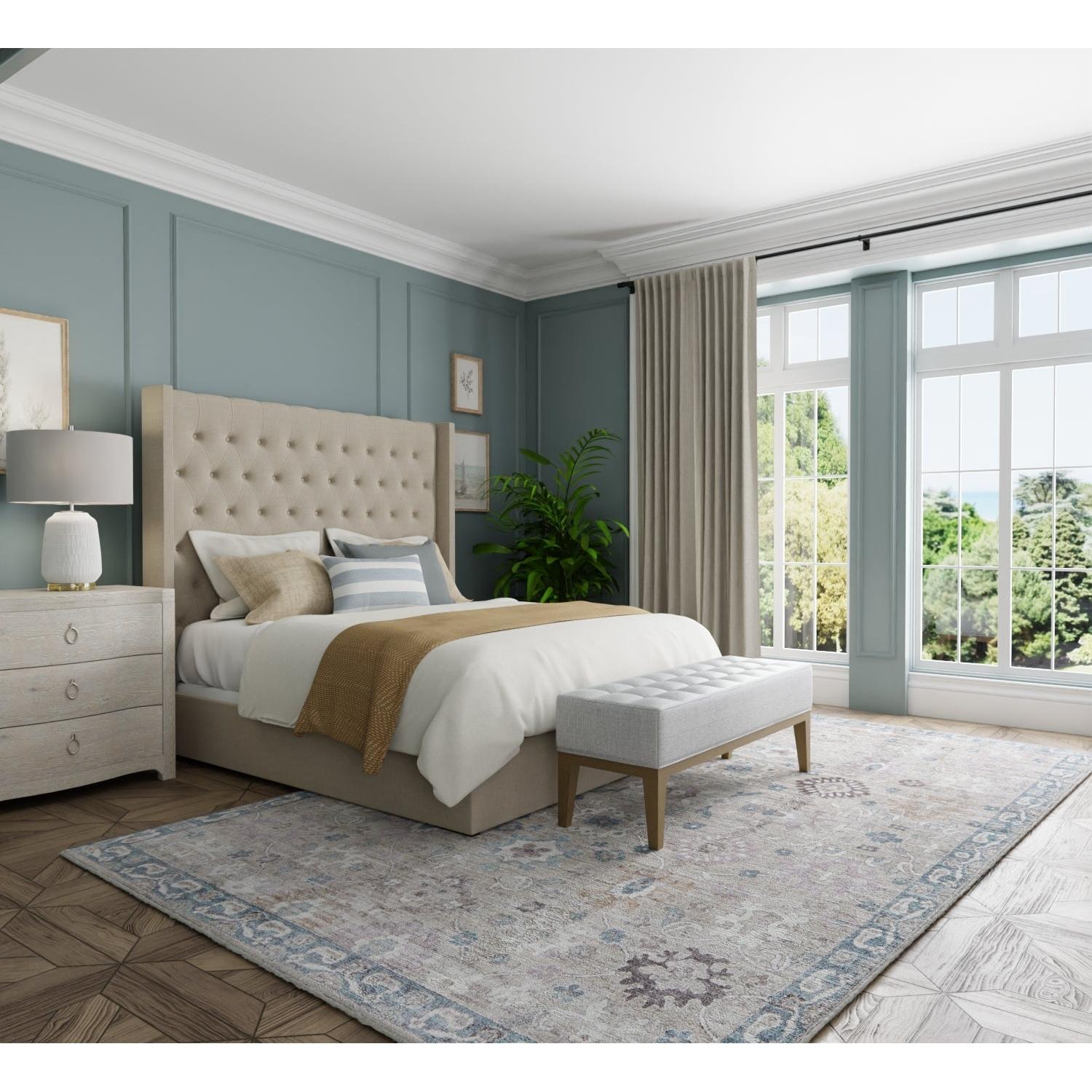 Feizy Dartmouth 39QLF Transitional Floral & Botanical Rug in Gray/Blue/Taupe