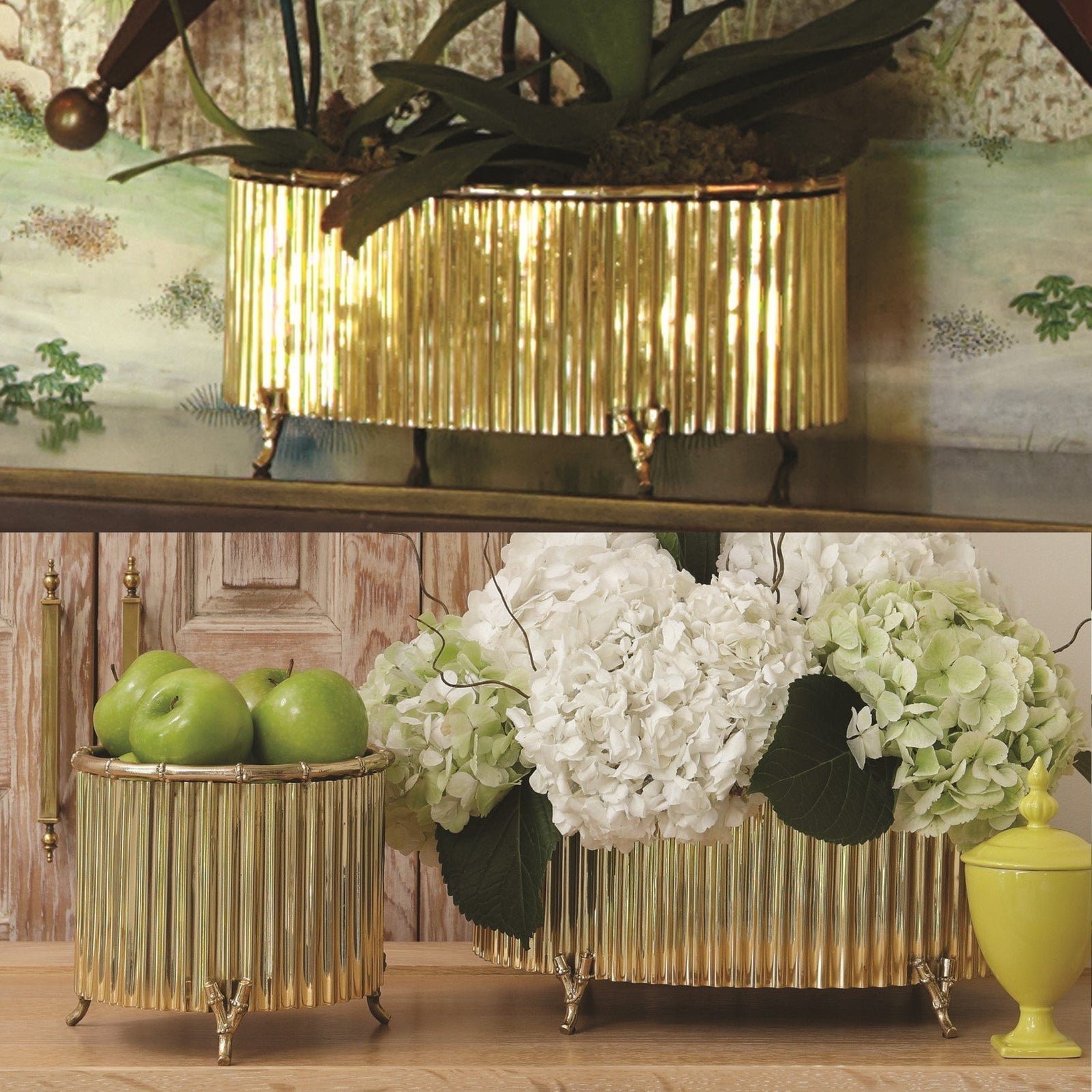 Global Views Corrugated Bamboo Cachepot