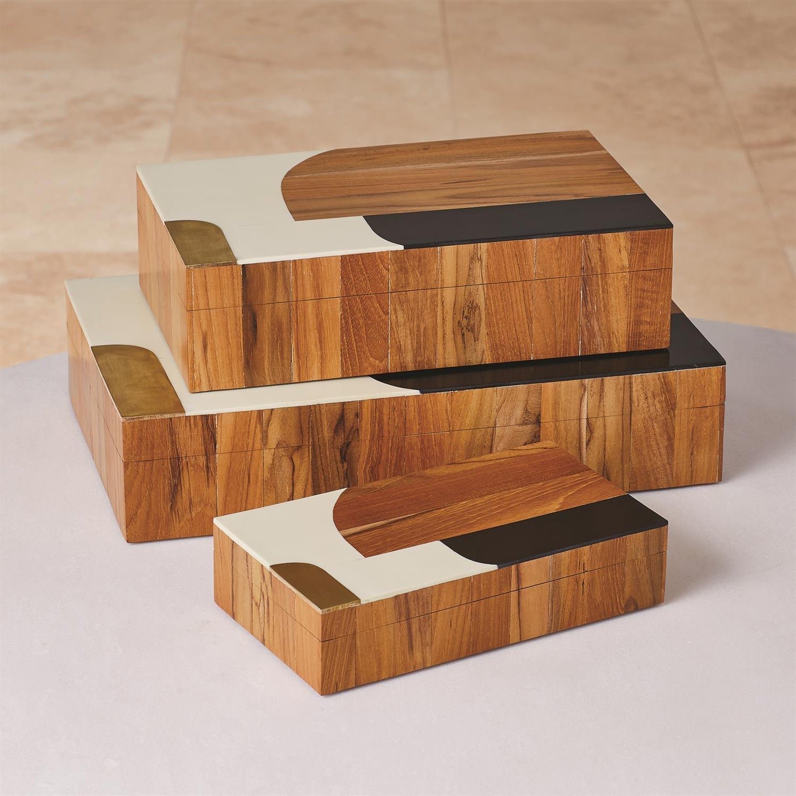 Global Views Black Ivory Wooden Inlaid Box