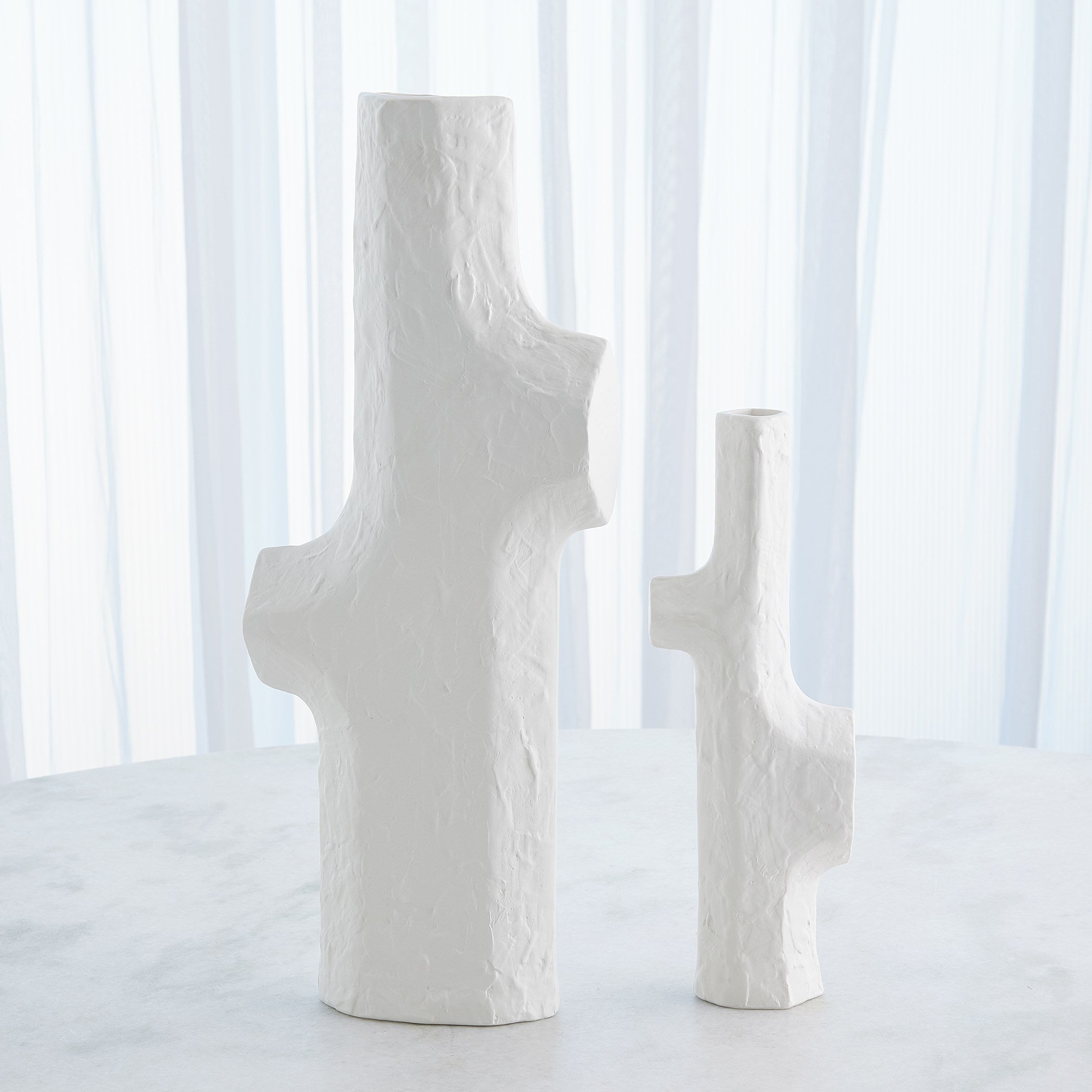 Global Views Matte White Tiered Trunk Vase