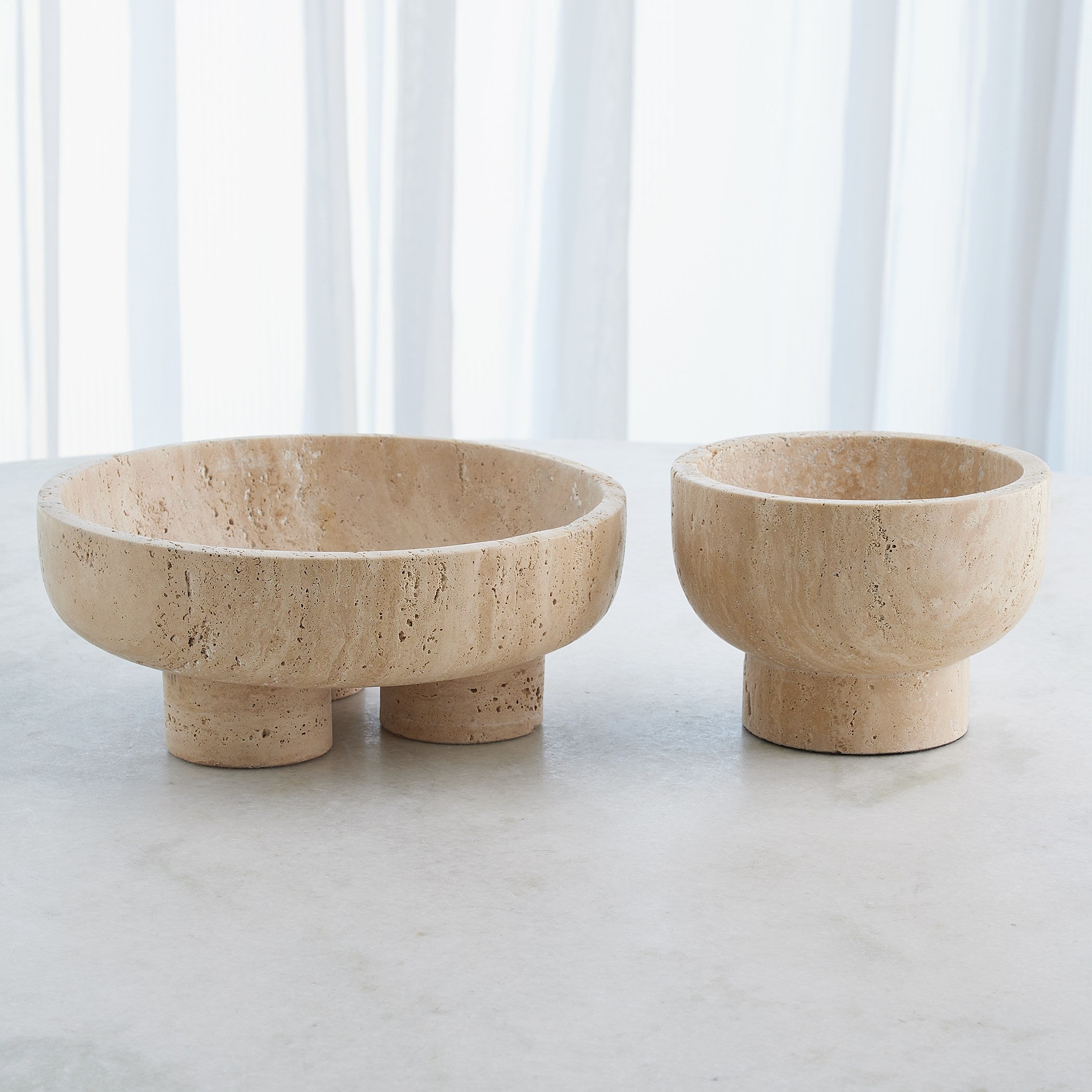 Global Views Travertine Priory Low Bowl