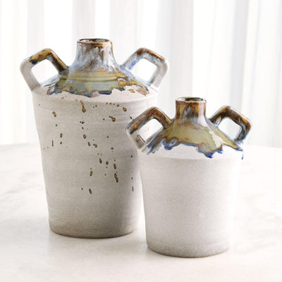 Global Views Volcan Grey Reactive Green Handled Jars