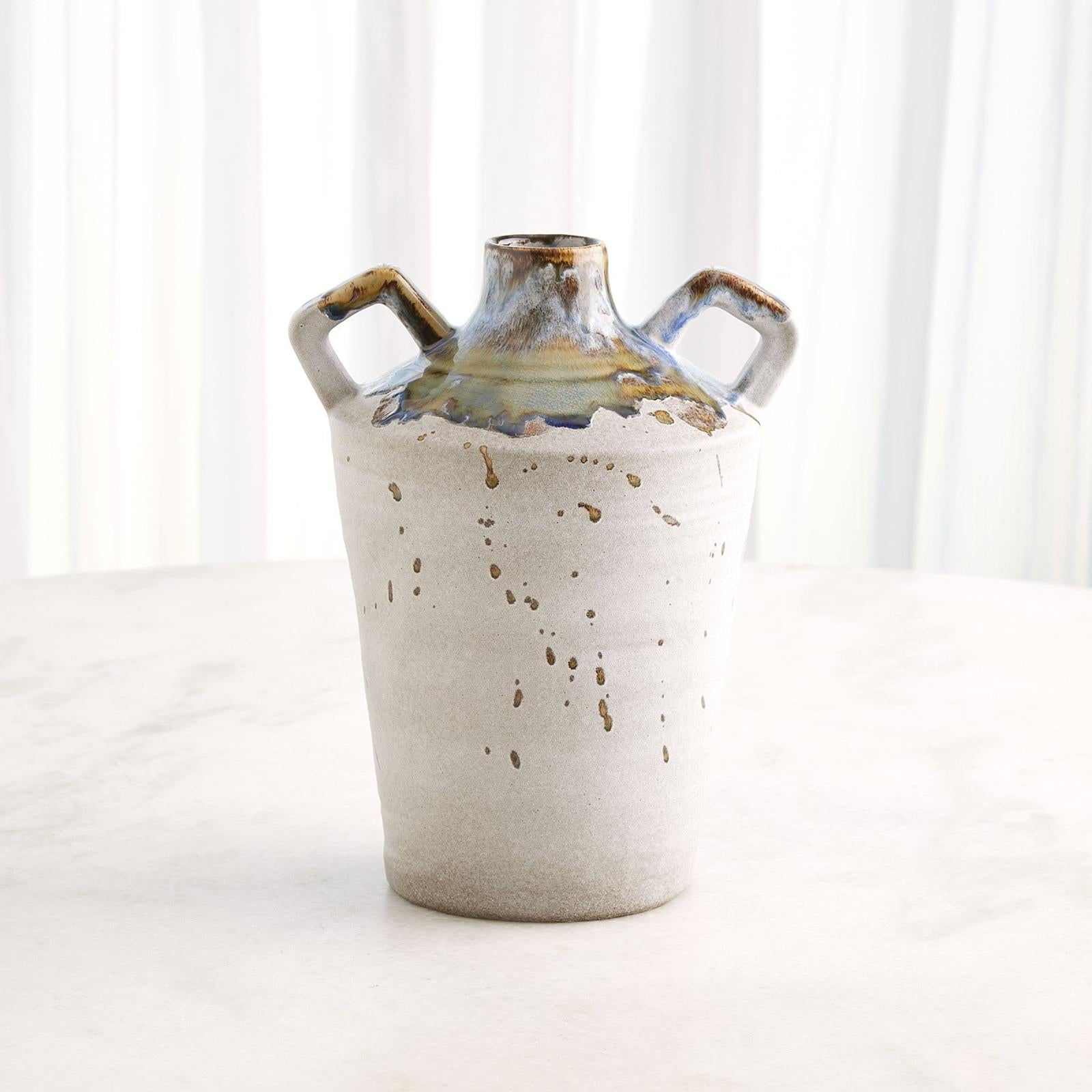 Global Views Volcan Grey Reactive Green Handled Jars