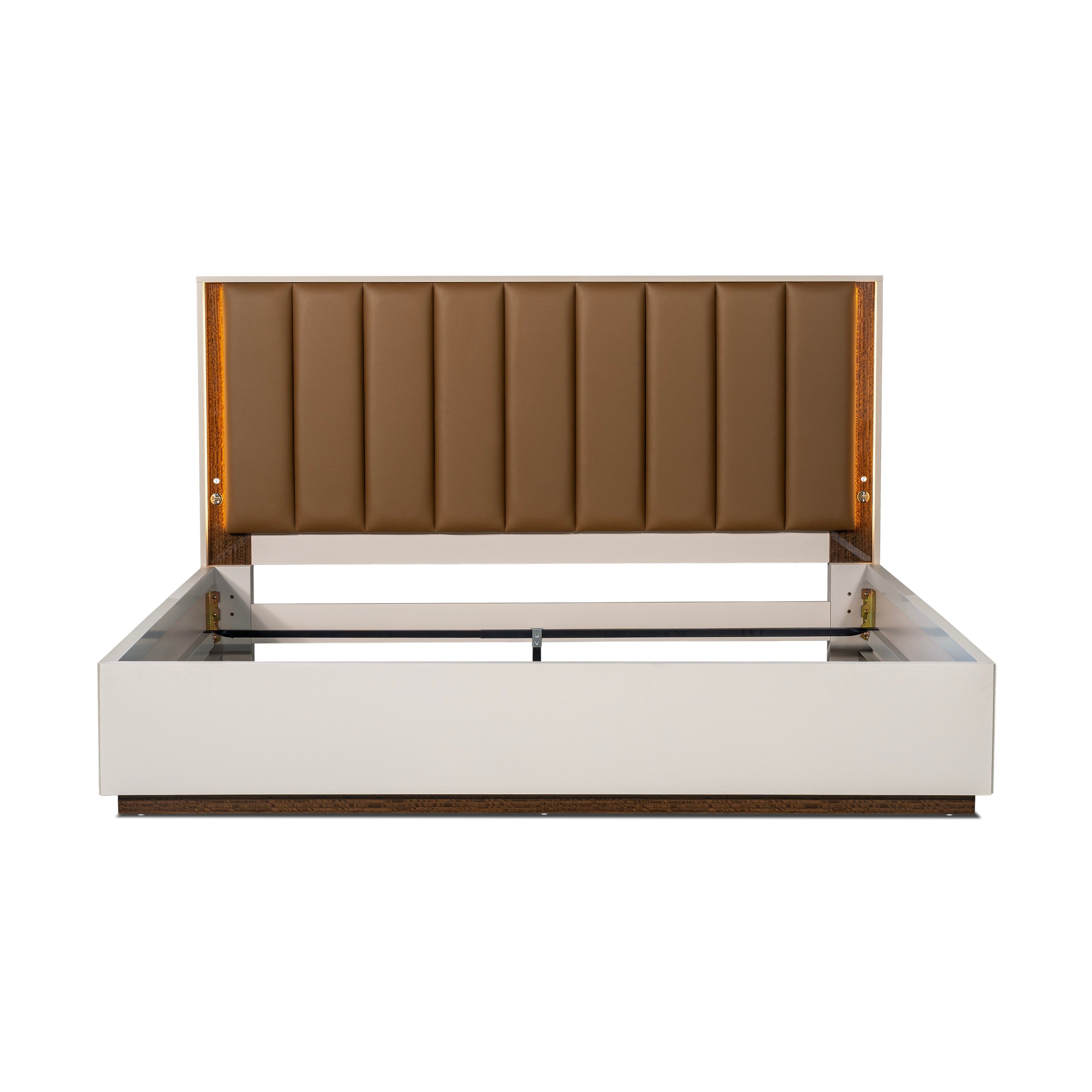 Michael Amini Pavira Eastern King Bed with LED Lights - Walnut