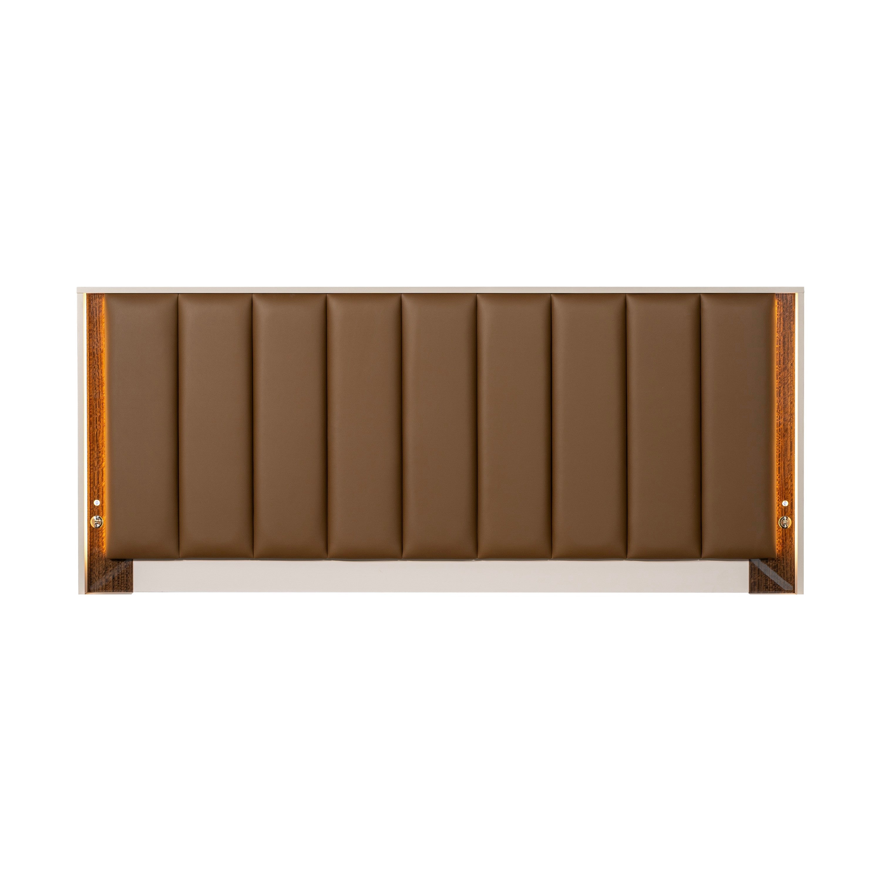 Michael Amini Pavira Eastern King Bed with LED Lights - Walnut