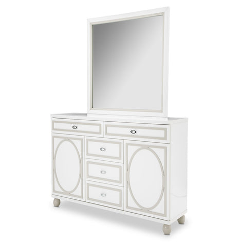 Michael Amini Sky Tower Dresser with Mirror - Cloud White