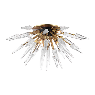 Hudson Valley Lighting Sparta 6 Light 28 inch Aged Brass Semi Flush Ceiling Light