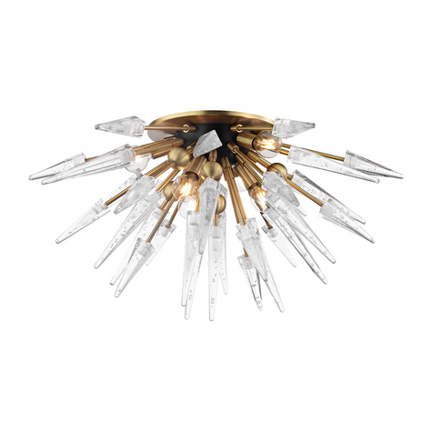 Hudson Valley Lighting Sparta 6 Light 28 inch Aged Brass Semi Flush Ceiling Light