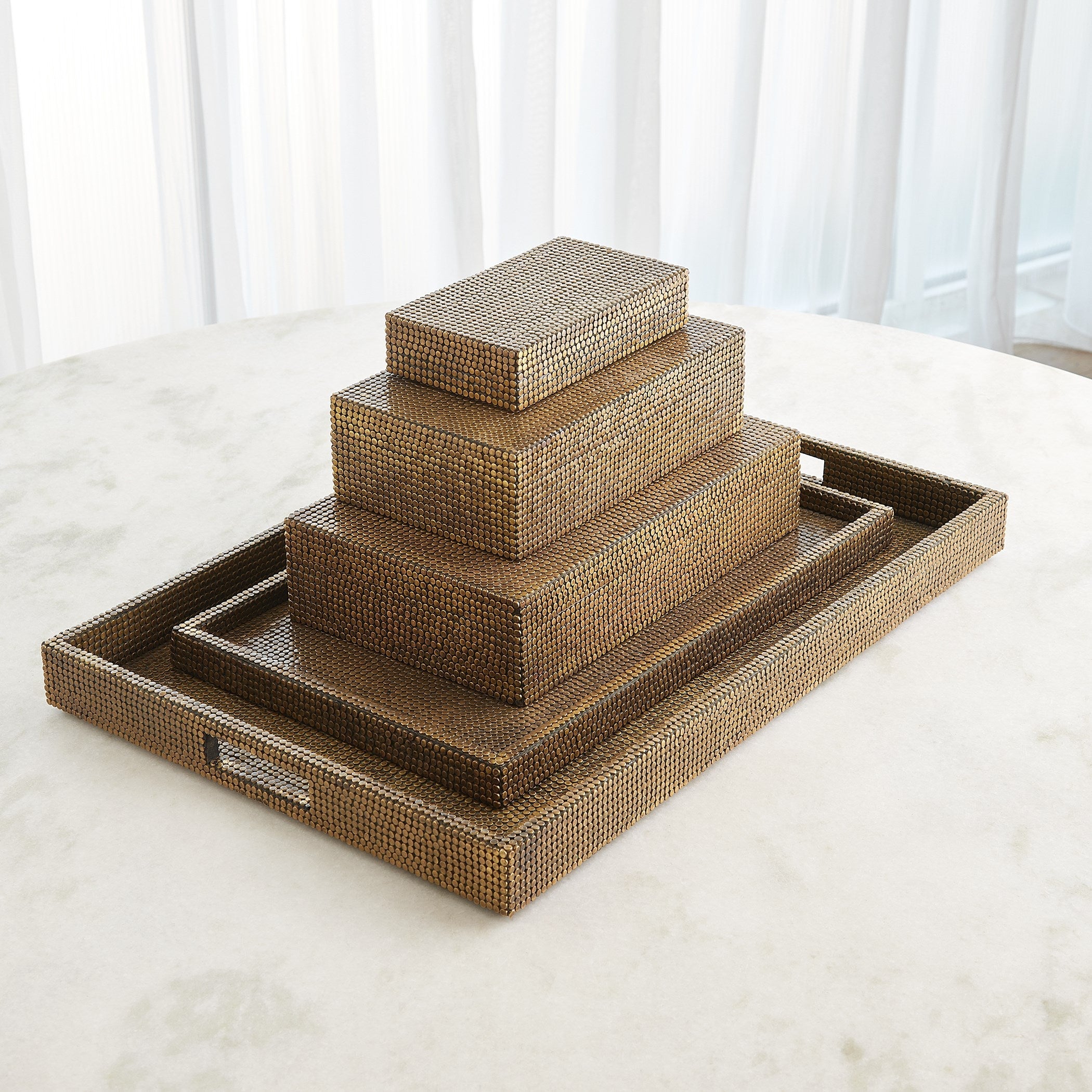 Global Views Brass Lames Boxes and Trays Aged