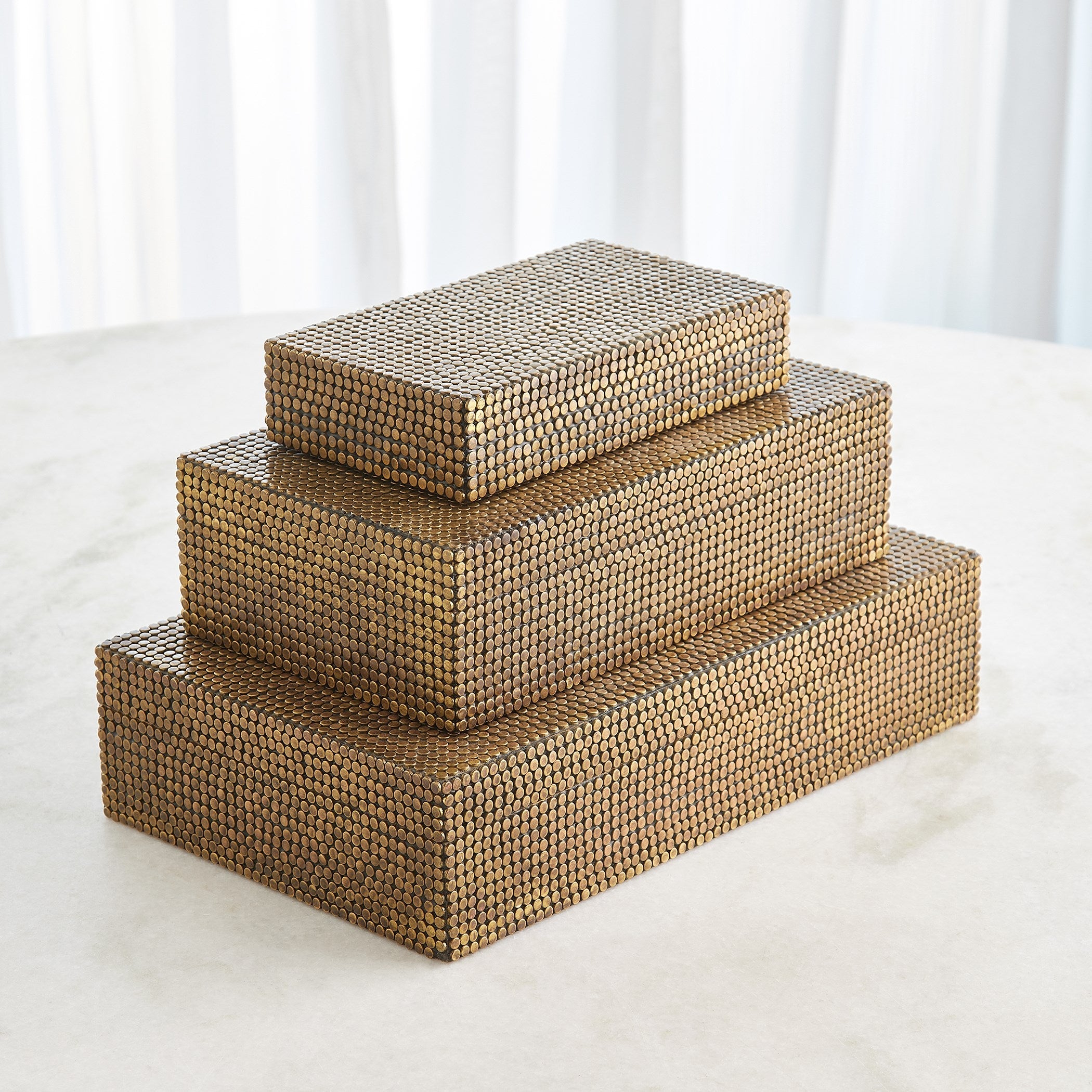Global Views Brass Lames Boxes and Trays Aged
