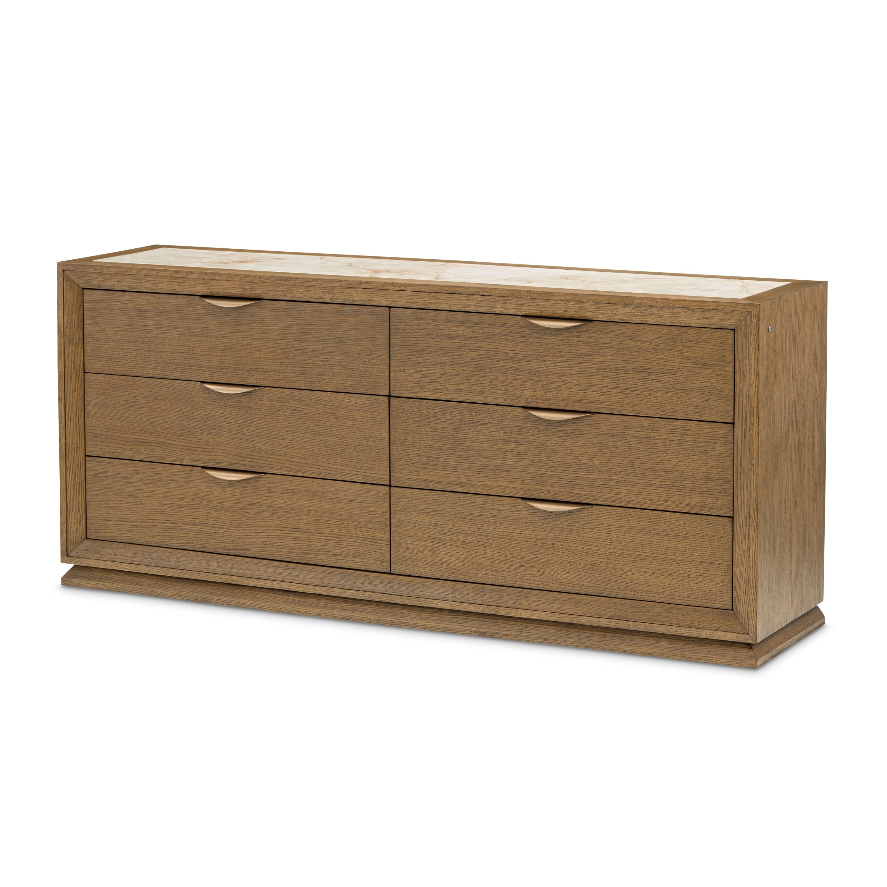 Michael Amini Portrait Dresser with LED Lights - Sienna Brown