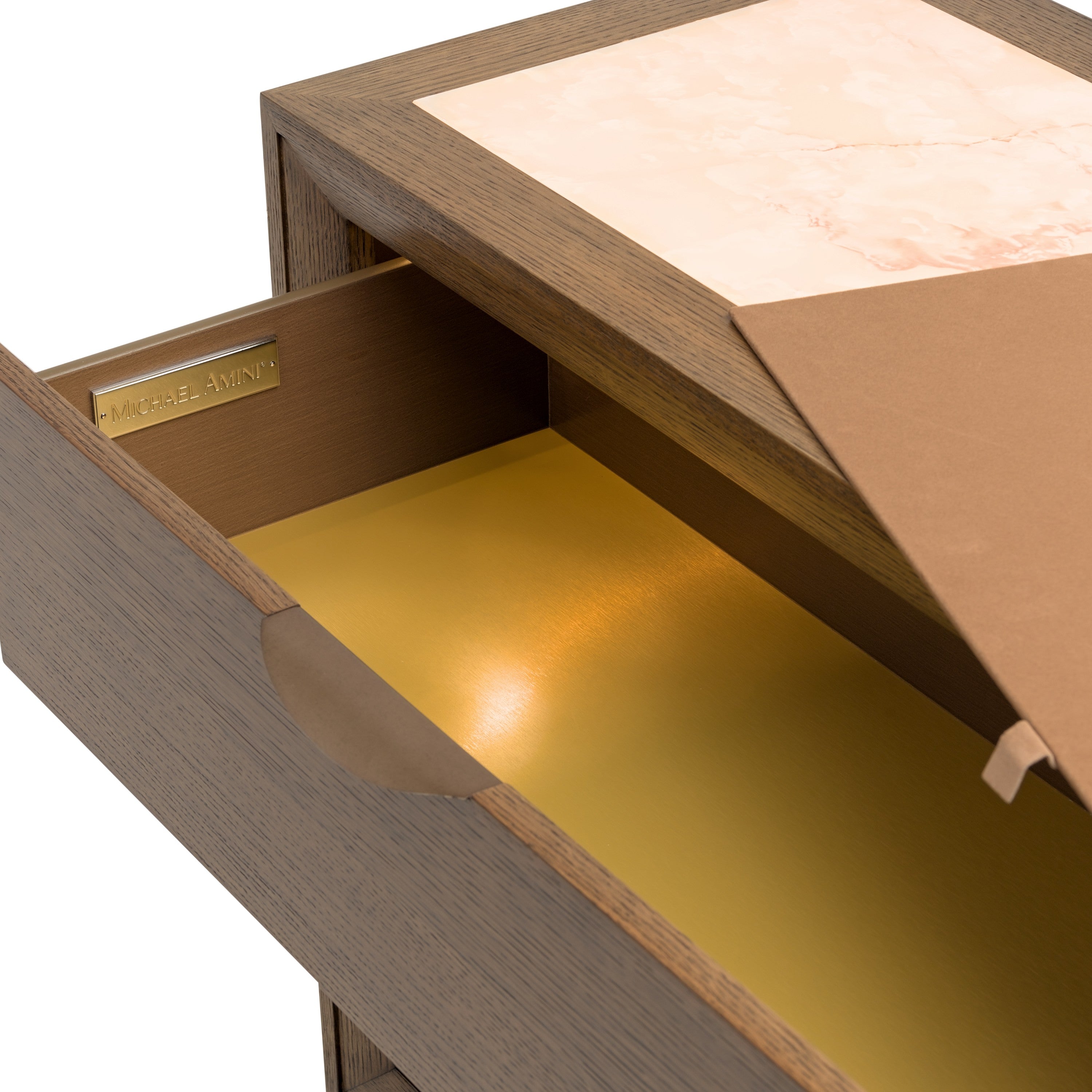 Michael Amini Portrait Dresser with LED Lights - Sienna Brown