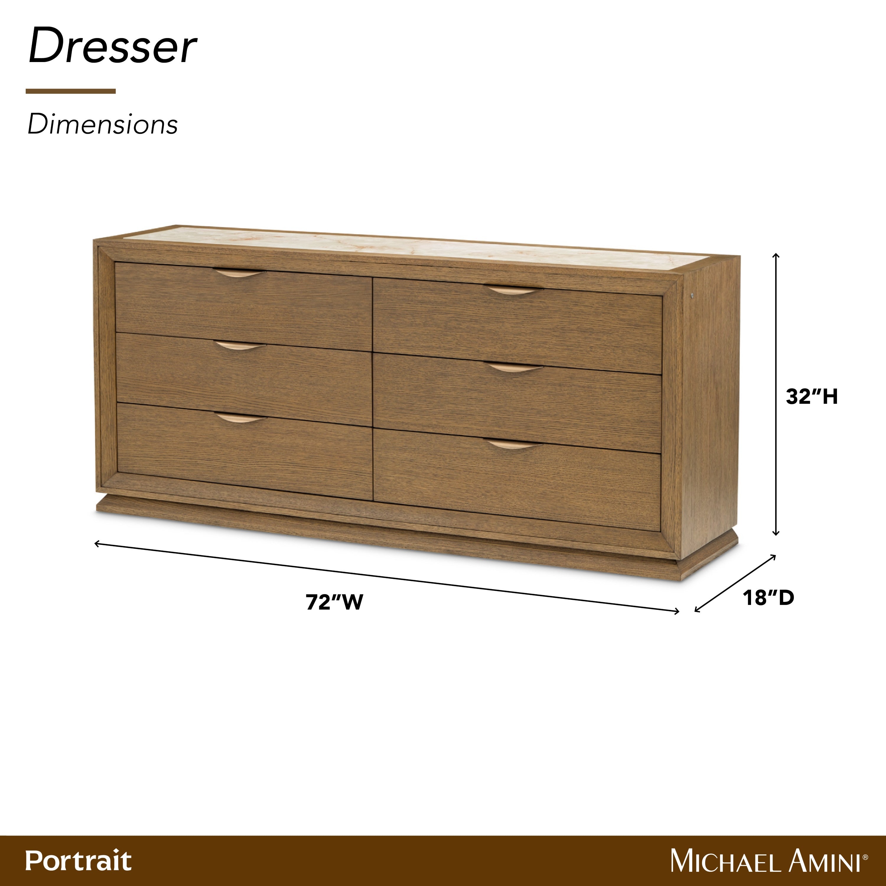 Michael Amini Portrait Dresser with LED Lights - Sienna Brown