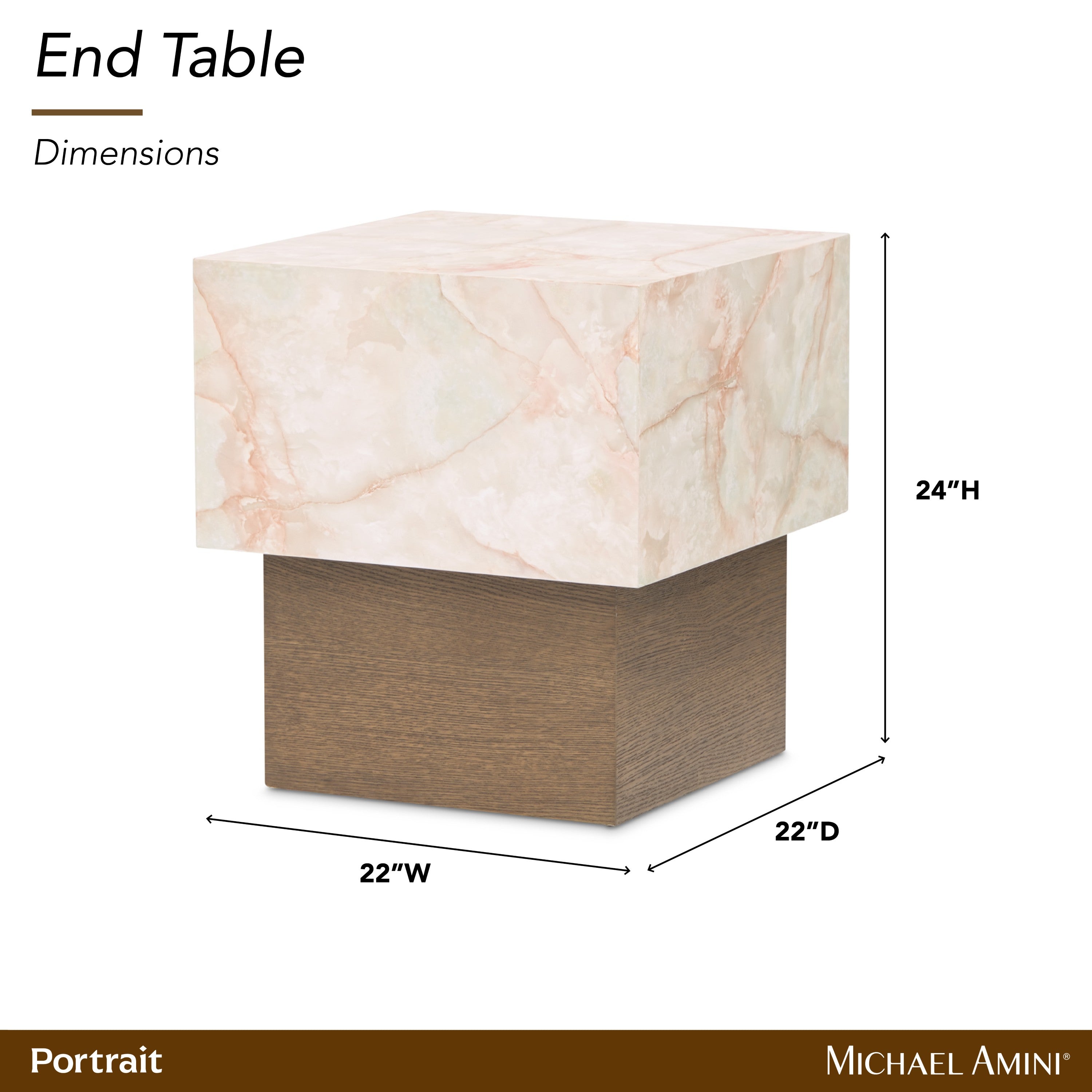 Michael Amini Portrait End Table - Sienna Brown