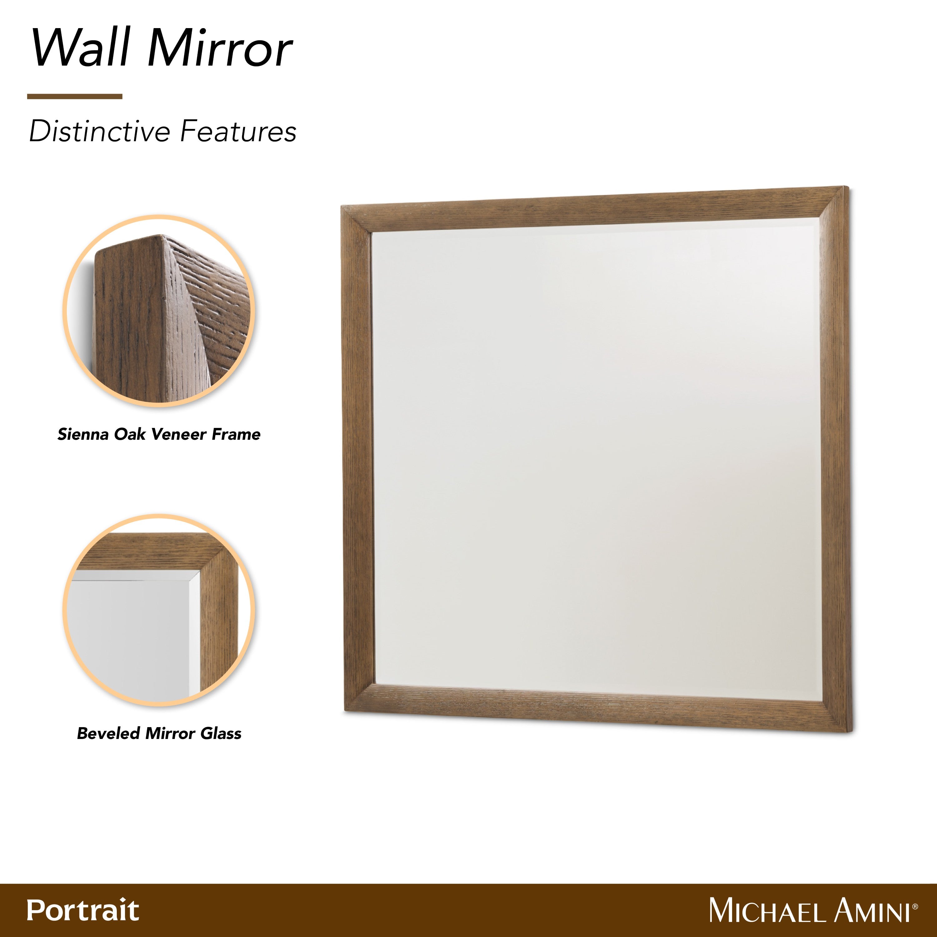 Michael Amini Portrait Mirror - Sienna Brown