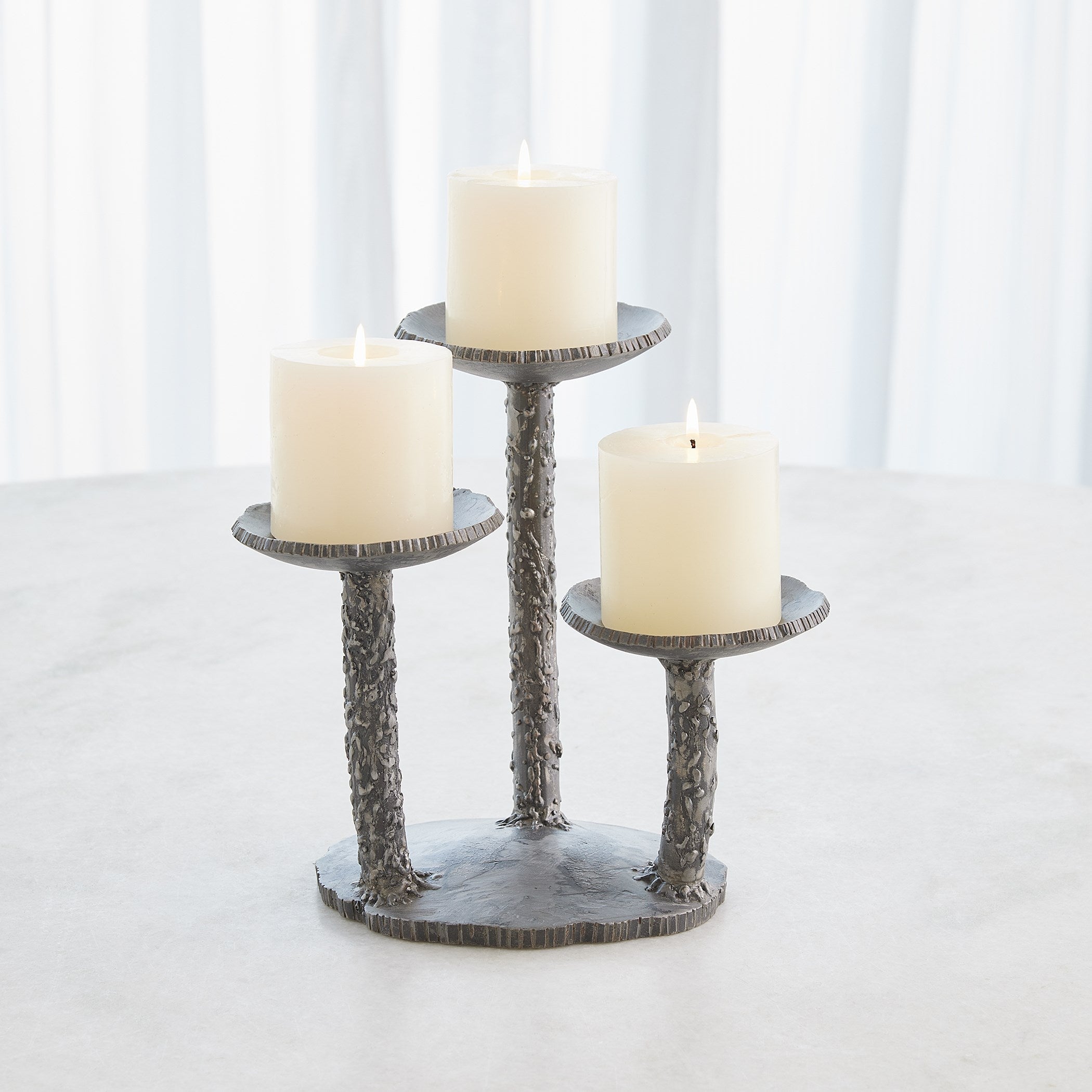 Global Views Natural Iron Forest Blossom Candle Holder