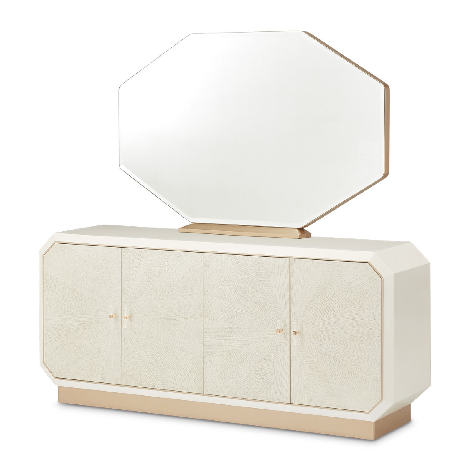 Michael Amini La Rachelle Sideboard and Mirror - Champagne