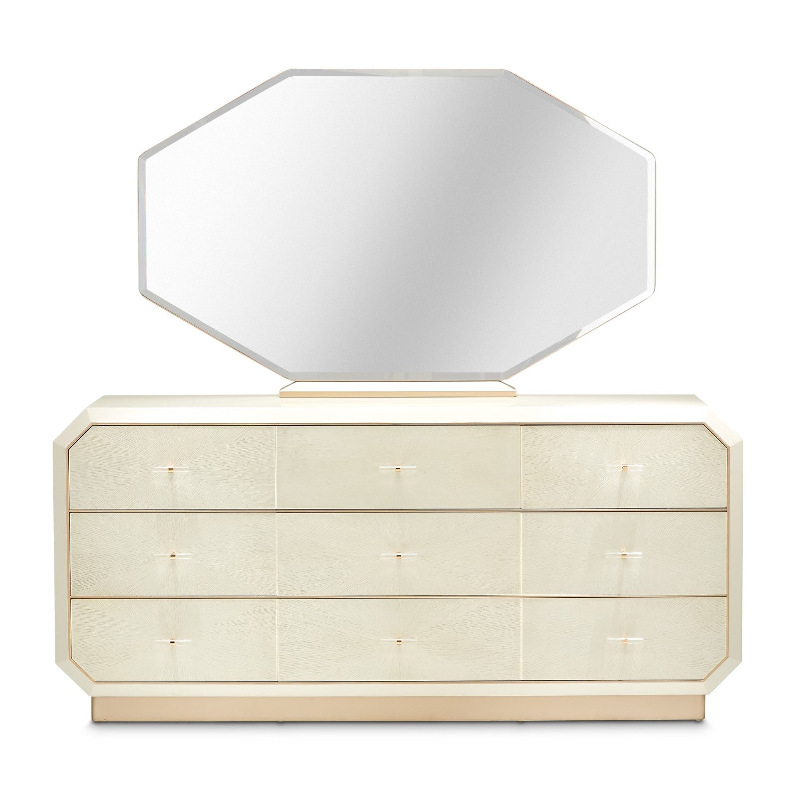 Michael Amini La Rachelle Dresser and Mirror Set - Champagne