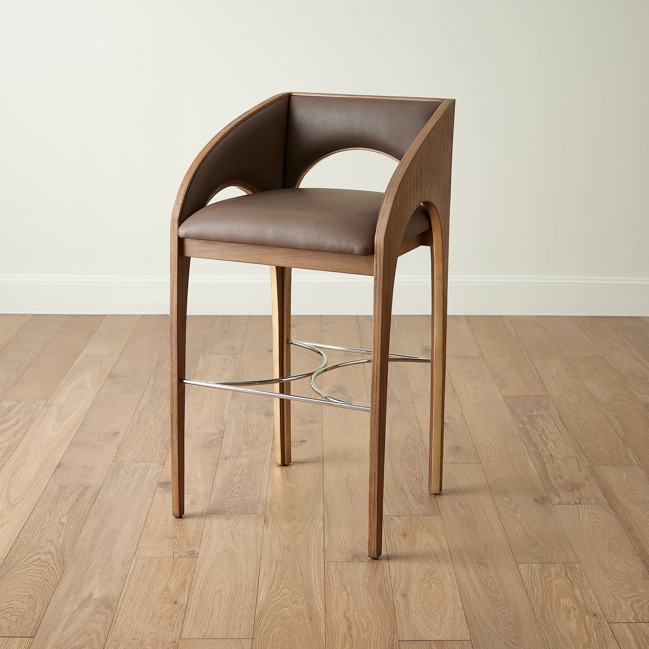 Global Views Arches Bar Stool-Nutmeg/Champagne