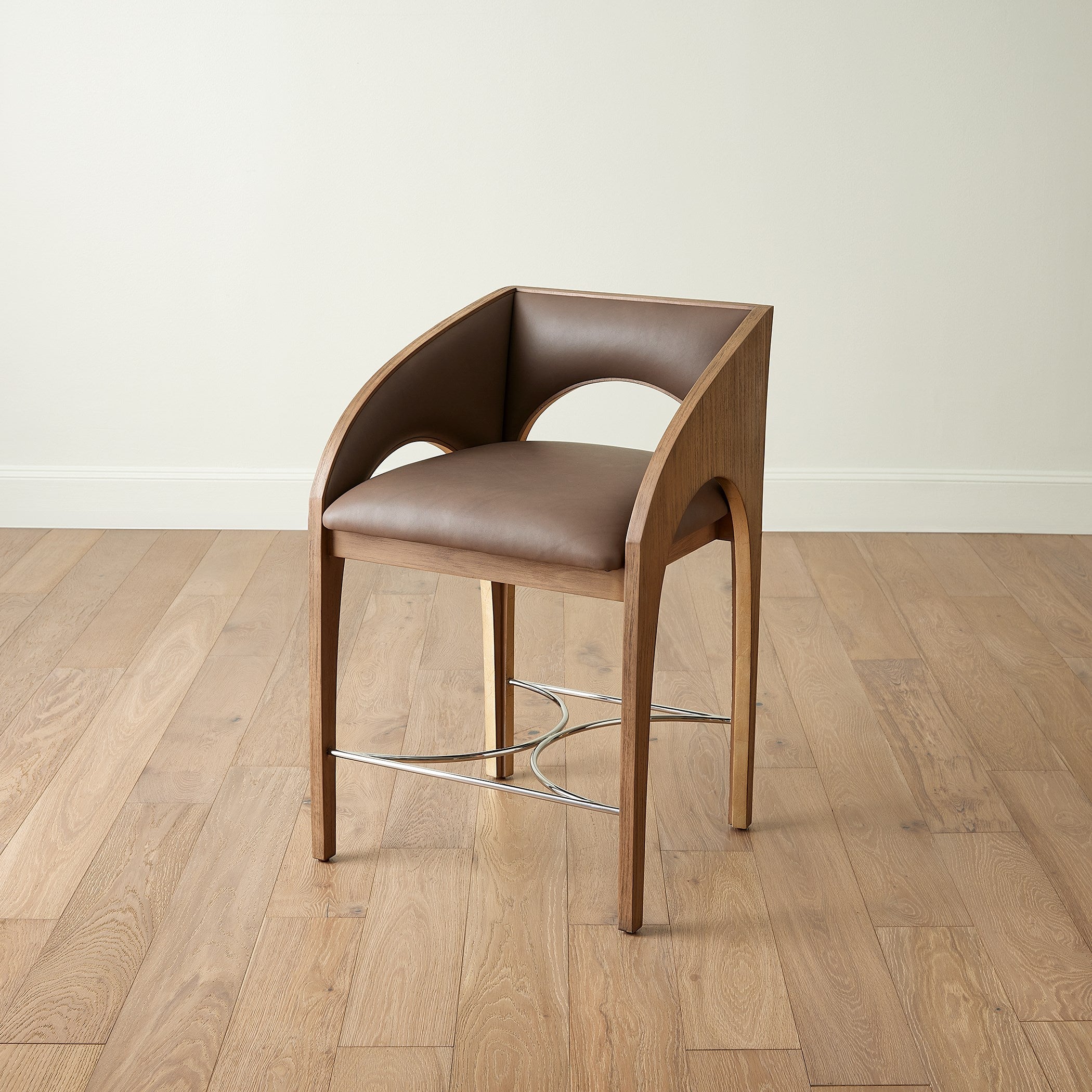 Global Views Arches Counter Stool-Nutmeg/Champagne