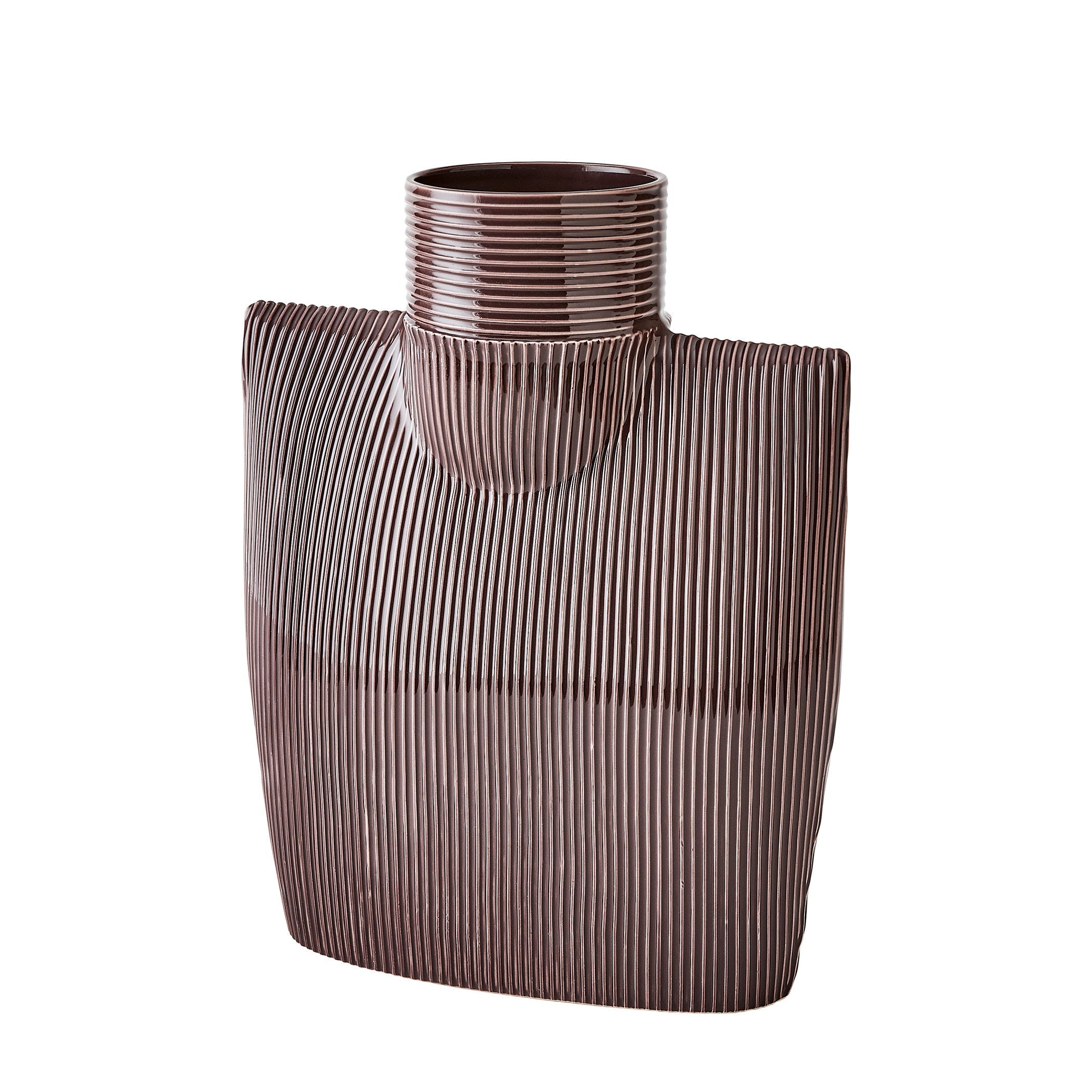 Global Views Ribbed Collar Vase Plum