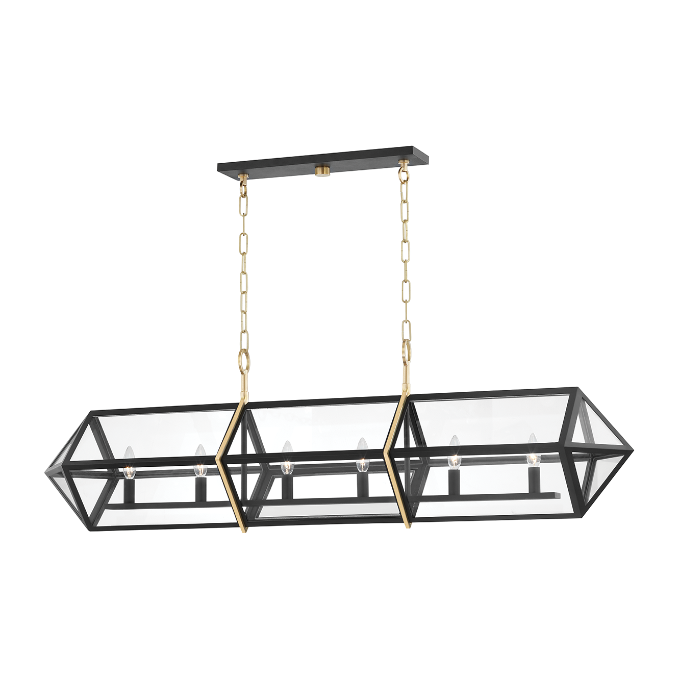 Hudson Valley Lighting Bedford Hills 6 Light 55.25 inch Aged Brass/Black Island Light Ceiling Light Clearance