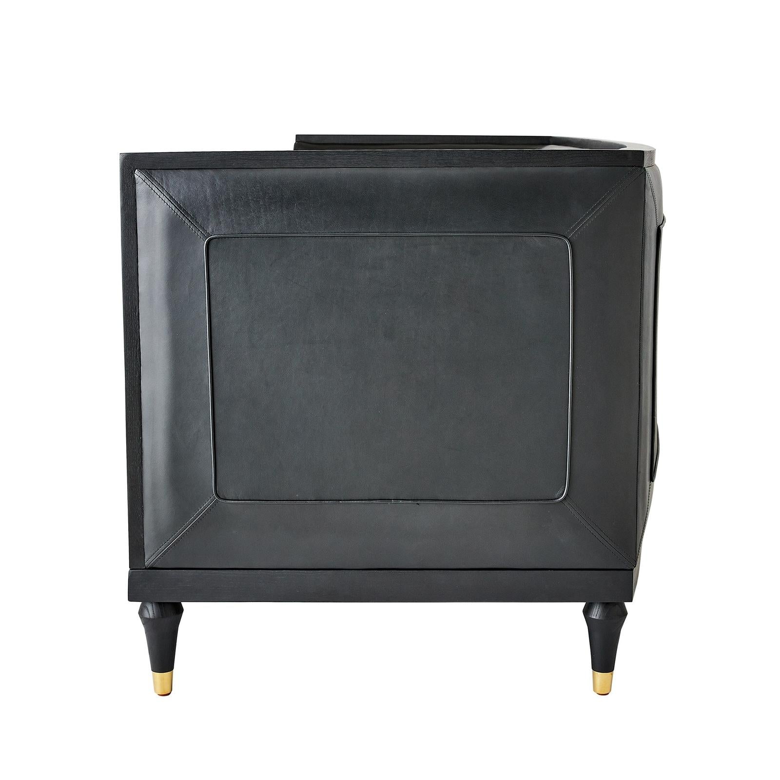 Global Views Arc Sofa-Black Leather