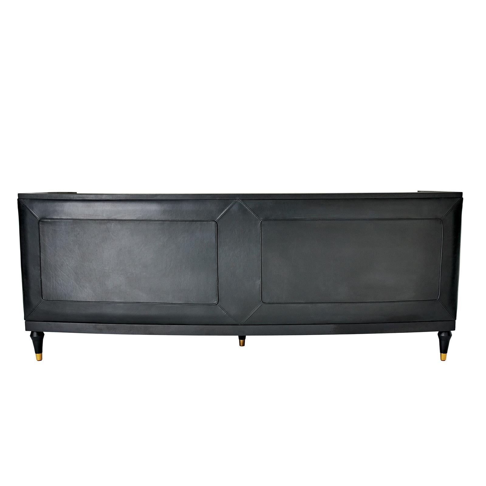 Global Views Arc Sofa-Black Leather