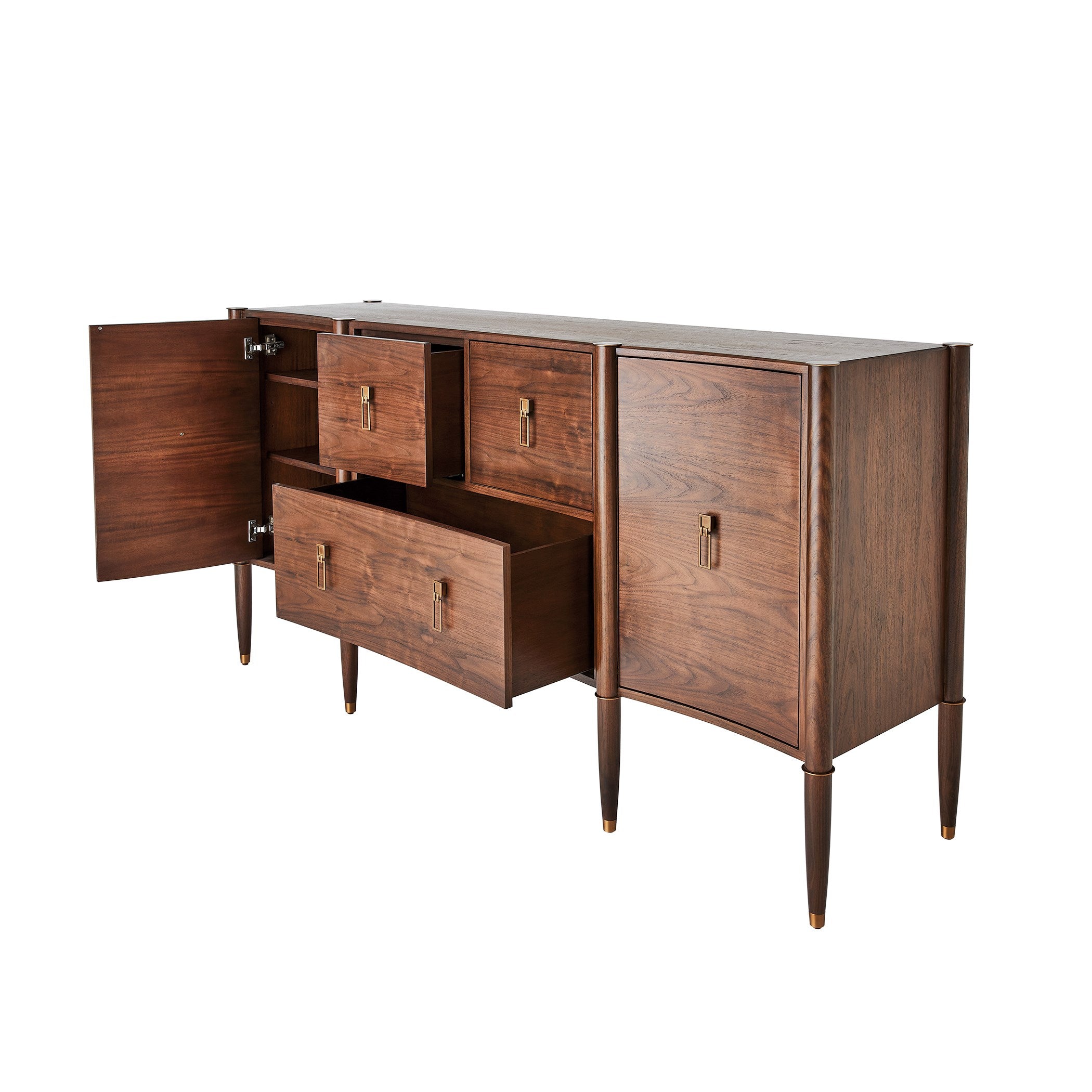 Global Views Triple Curve Cabinet Walnut