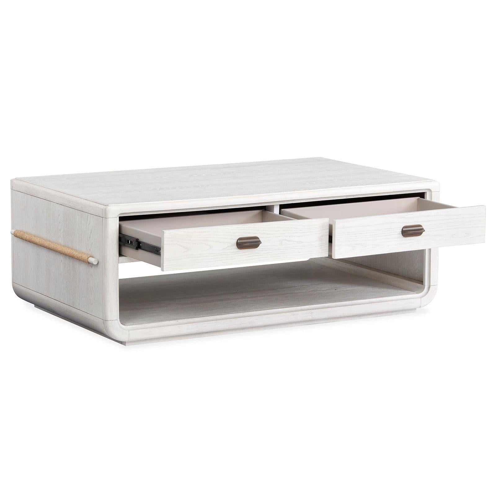 Salt Life Home Sunset Cove Moonlight Pearl Rectangular Cocktail Table with Casters