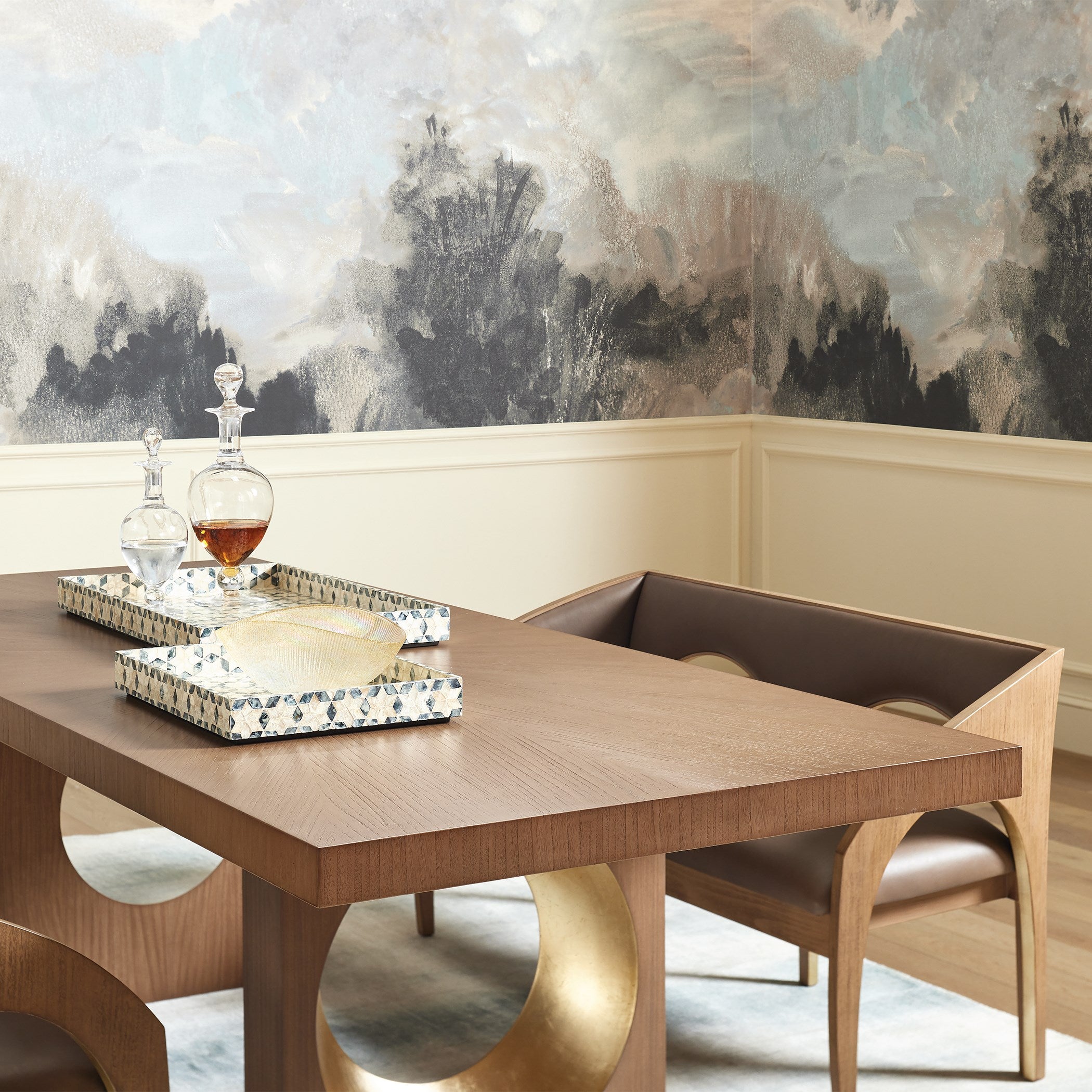 Global Views Arches Bench-Nutmeg/Champagne