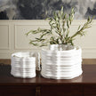 Global Views Matte White Crescent Printed Vase