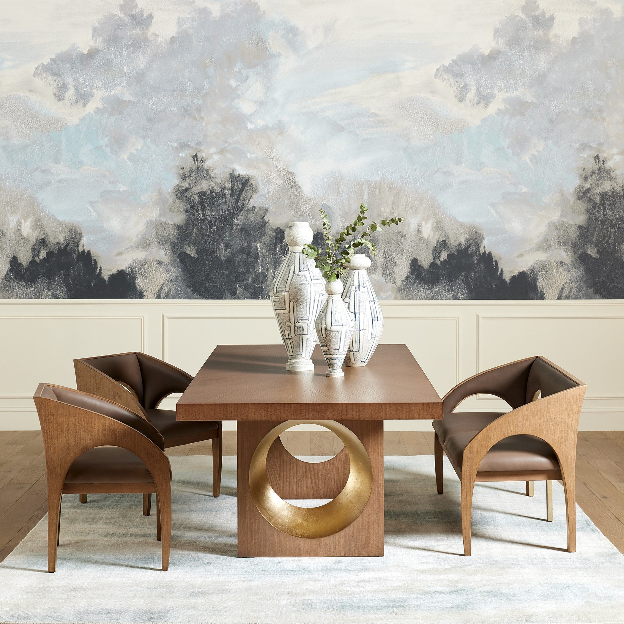 Global Views Arches Dining Chair-Nutmeg/Champagne