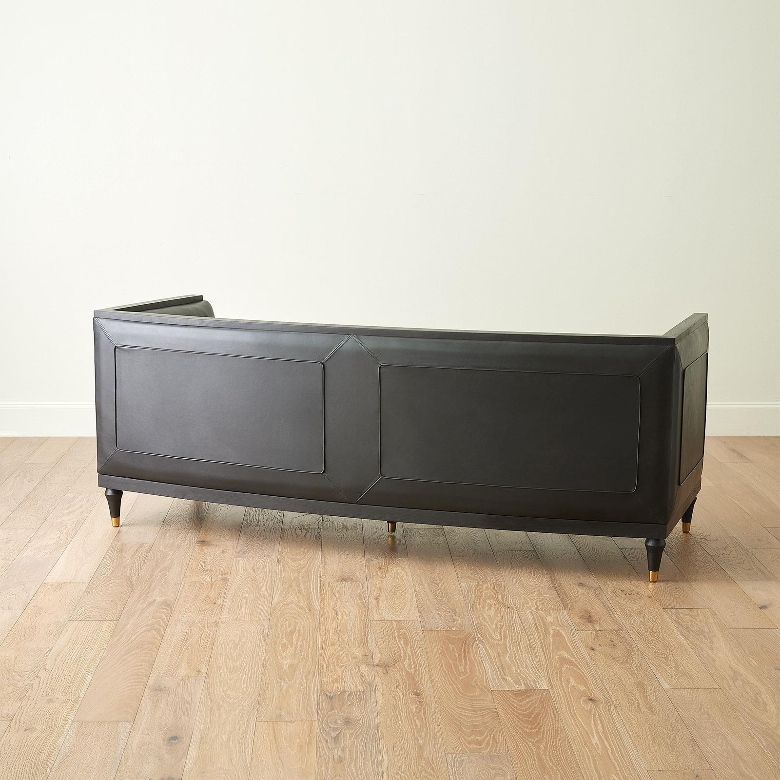 Global Views Arc Sofa-Black Leather