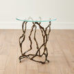 Global Views Twistwood Side Table-Antique Brass