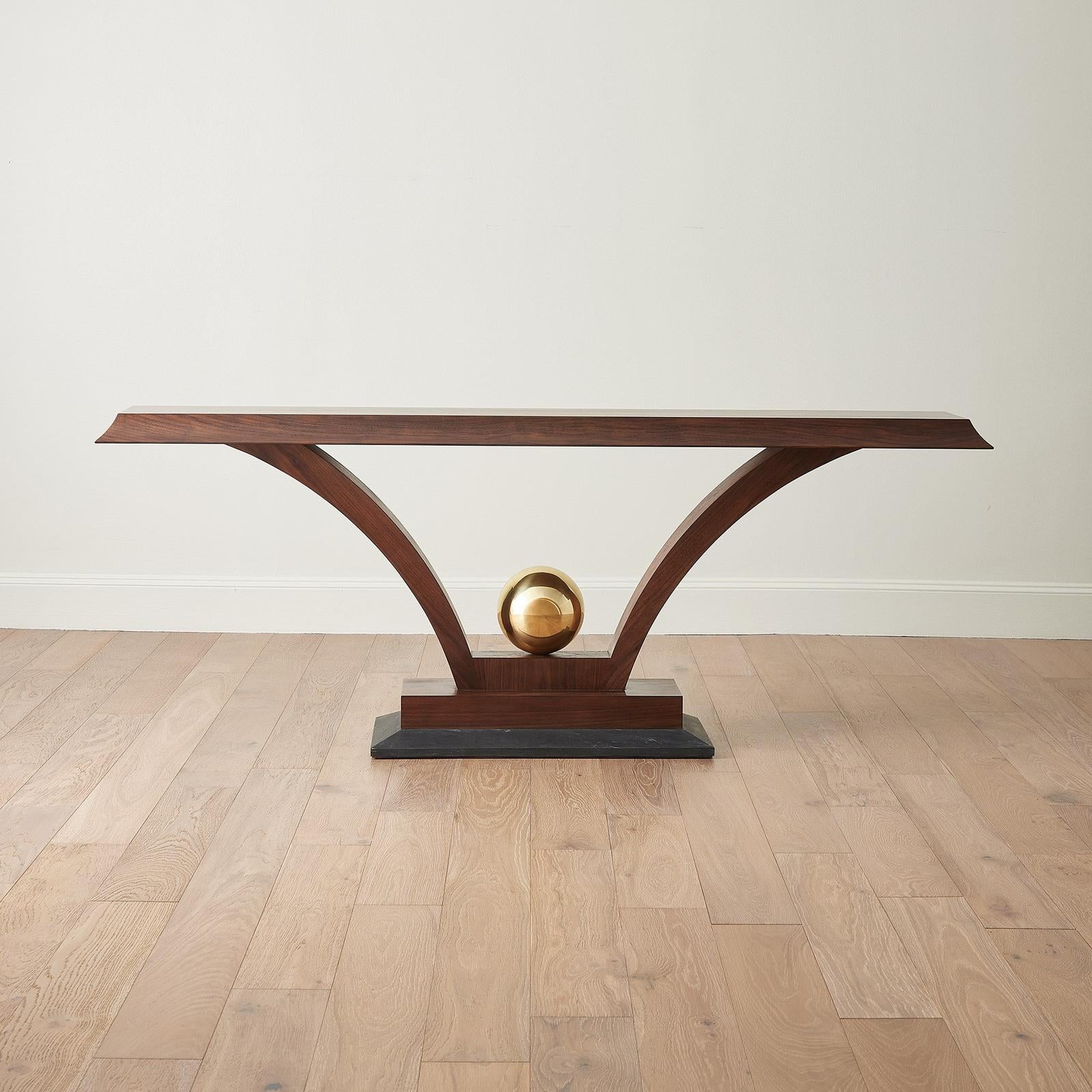 Global Views Colby Console Walnut/Brass