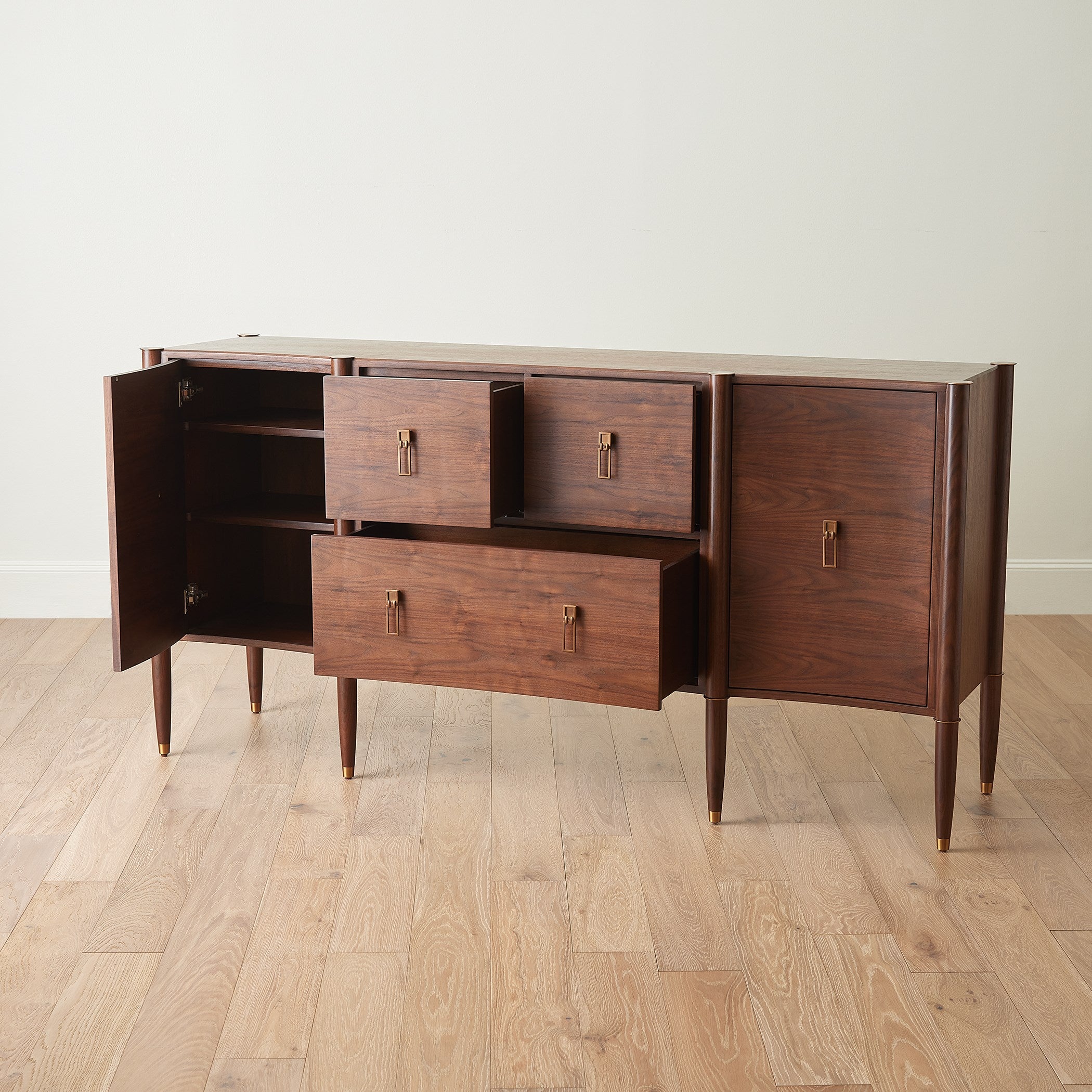 Global Views Triple Curve Cabinet Walnut