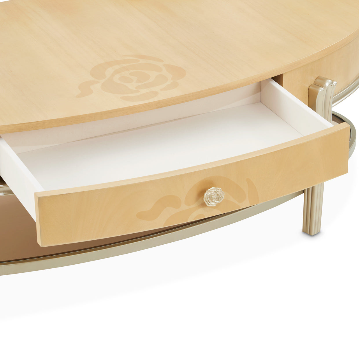 Michael Amini Camellia Field Caramel Oval Cocktail Table