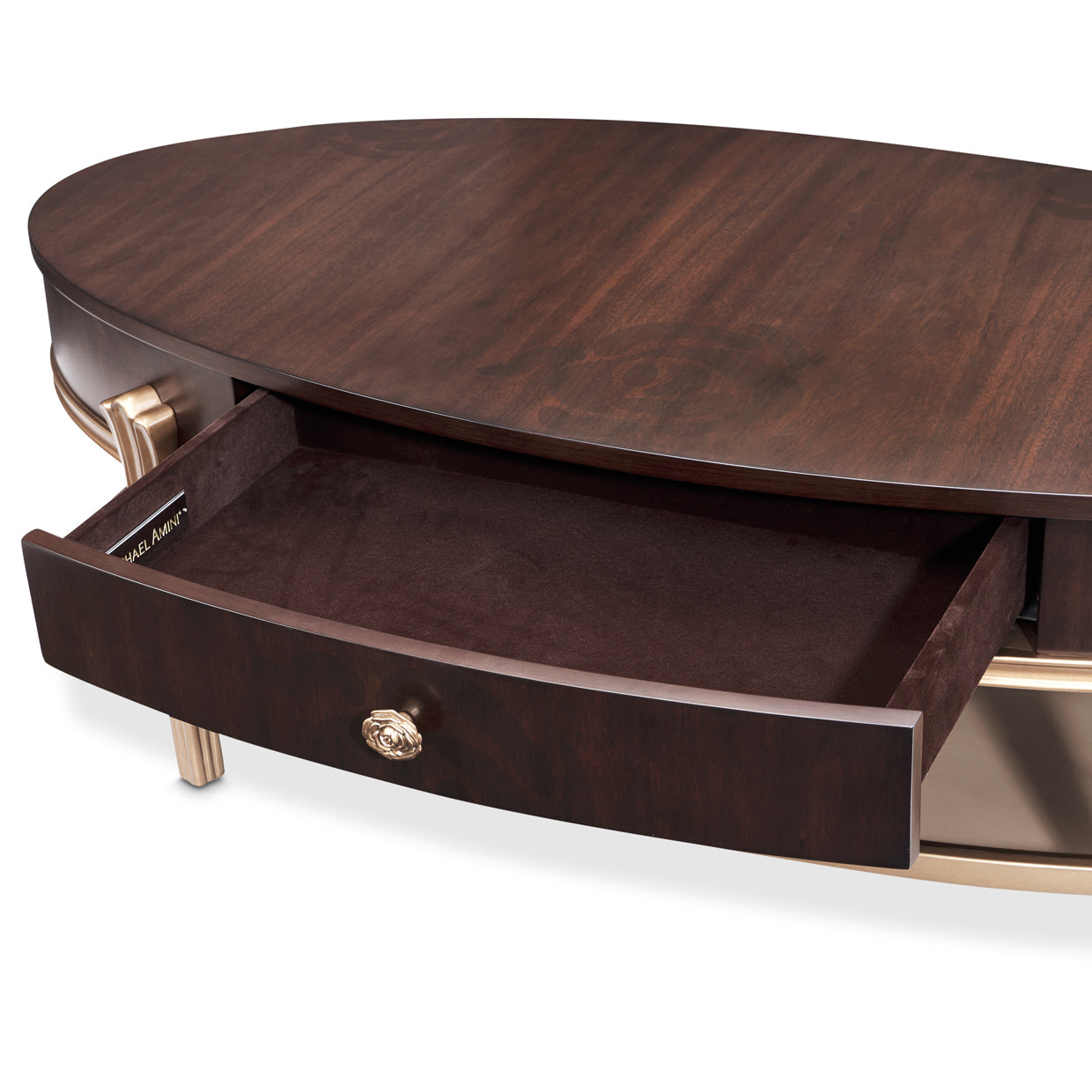 Michael Amini Camellia Field Caramel Oval Cocktail Table