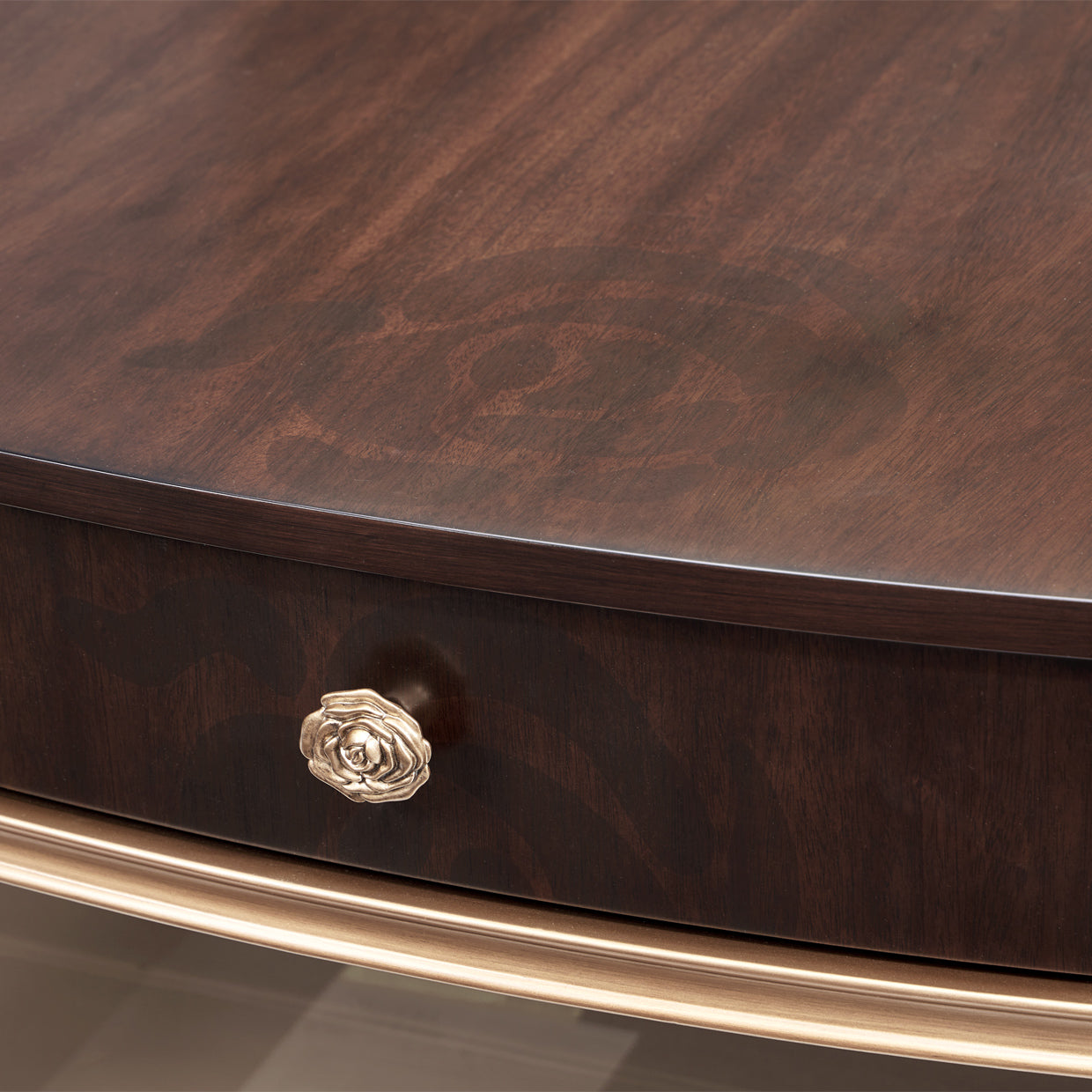Michael Amini Camellia Field Caramel Oval Cocktail Table