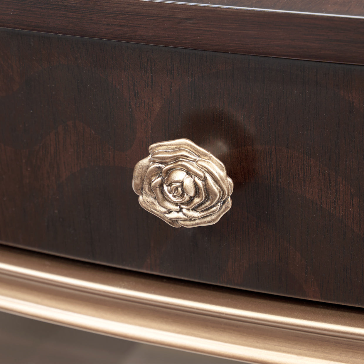 Michael Amini Camellia Field Caramel Oval Cocktail Table