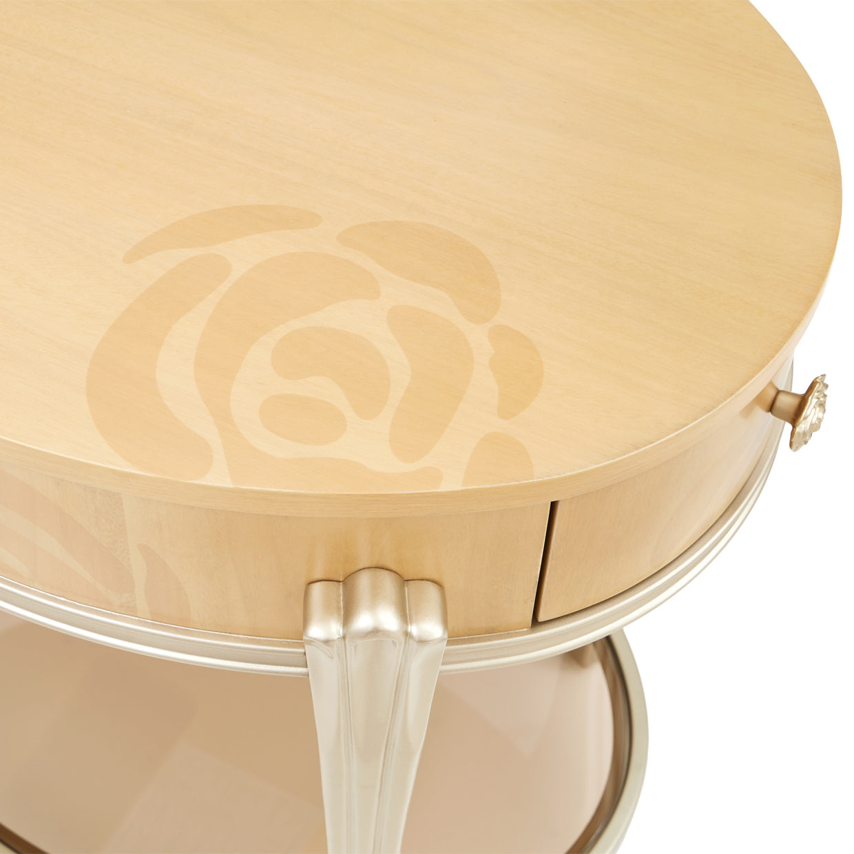 Michael Amini Camellia Field Caramel Round End Table w Drawer