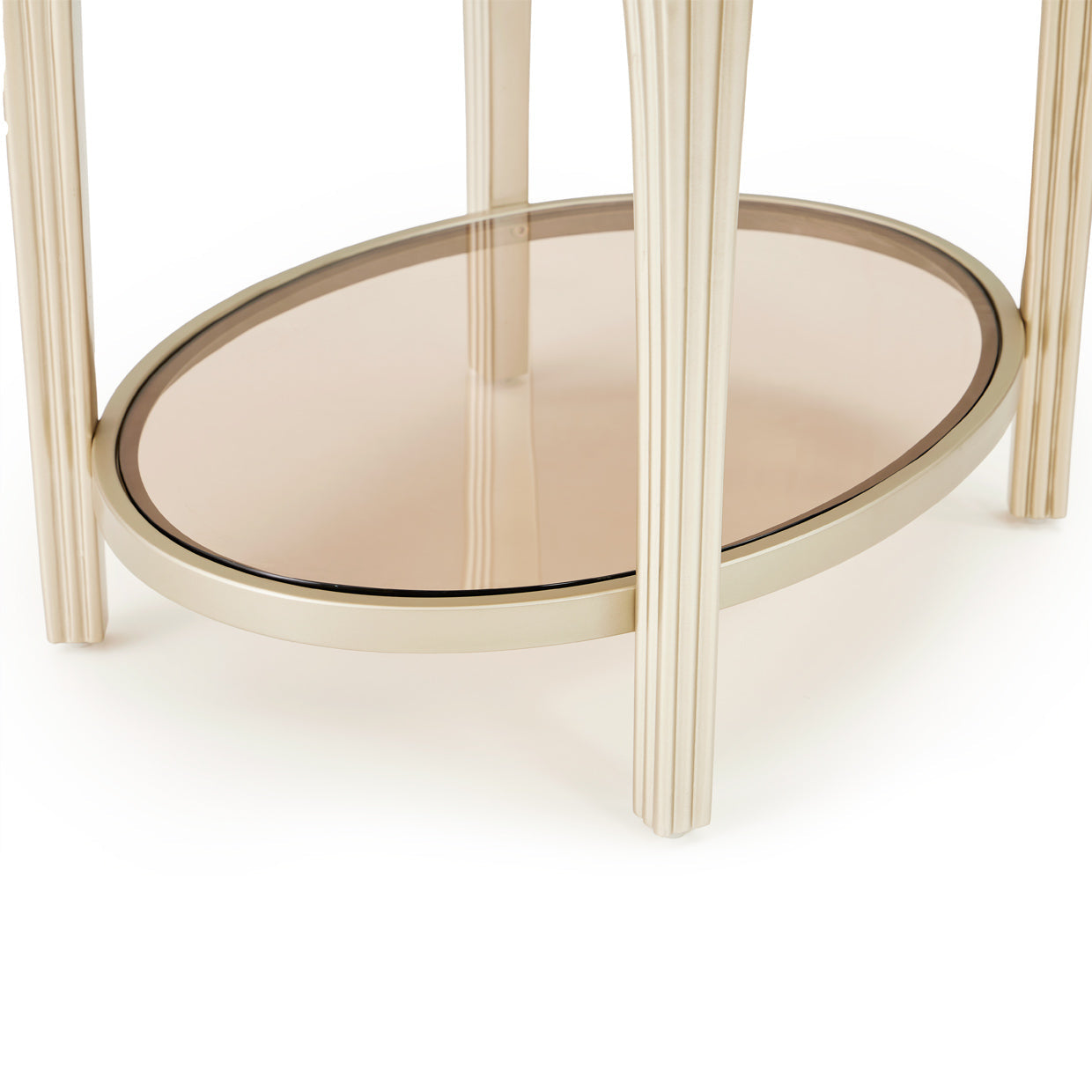 Michael Amini Camellia Field Caramel Round End Table w Drawer