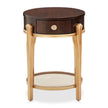 Michael Amini Camellia Field Caramel Round End Table w Drawer