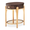 Michael Amini Camellia Field Caramel Round End Table w Drawer