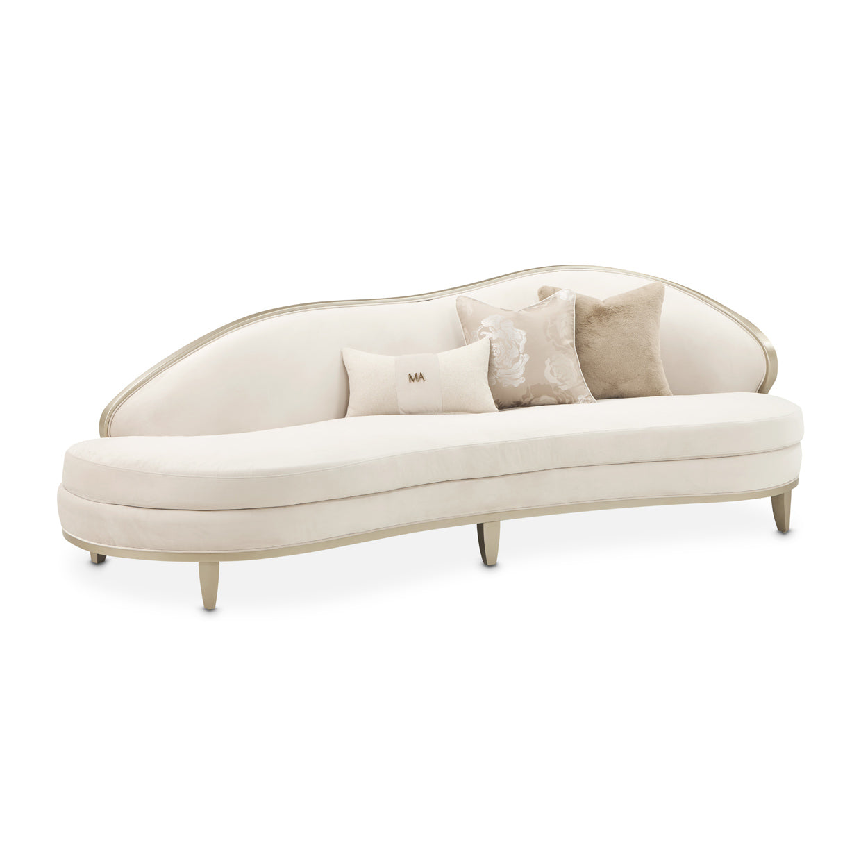 Michael Amini Camellia Field Caramel Asymmetrical Sofa Cornsilk Caramel